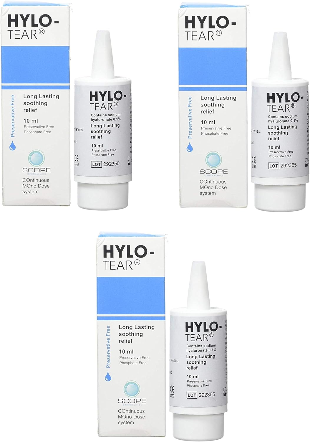 HYLO Tear Triple Pack Preservative Free Eyedrops Sodium Hyluronate 0.1 Eye Drops to