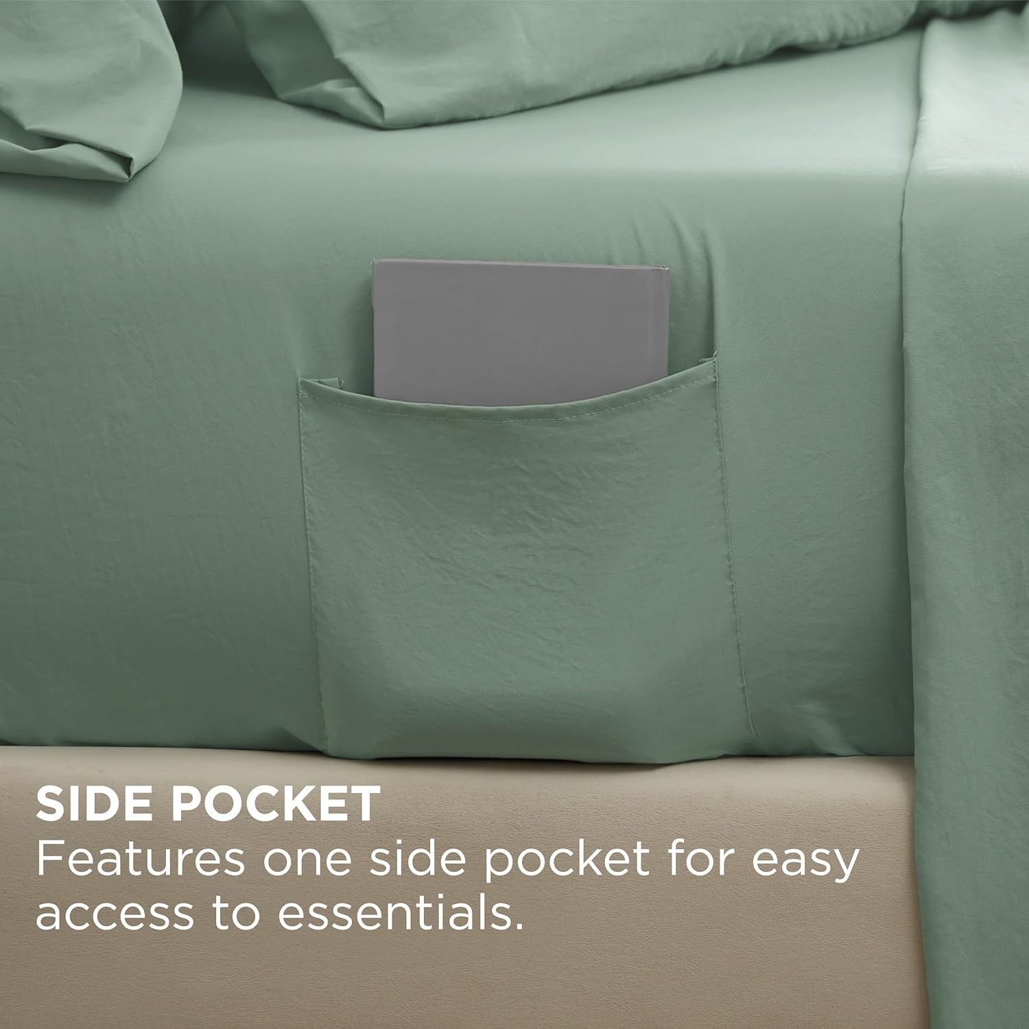 Bedsure Deep Pocket Queen Sheets - 6 Piece, Prewashed Ultra-Soft Queen Sheet Set, Fits Mattresses Up to 18 Inches Thick, Breathable & Secure Fit, Hotel Luxury Bedding, Sage Green - Image 5