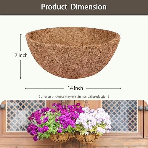 Miniatura 2 de GreatBuddy 4 forros colgantes de coco de 16 pulgadas resistentes forros de coco redondos para macetas reemplazo perfecto para los viejos 100 natural