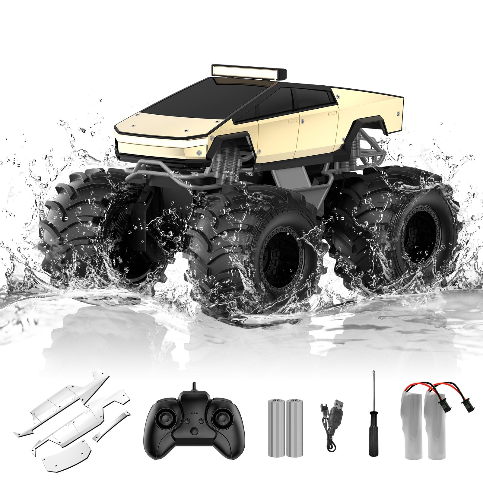 Remote Control Car for Boys, 1:18 Monster Trucks Toys Amphibious RC Cars, 2.4 GHz Waterproof RC Trucks, 4WD All Terrain Off-Road Pickup, Kids Toys for 6-12 Year Old Boys Girls Christmas Birthday Gifts