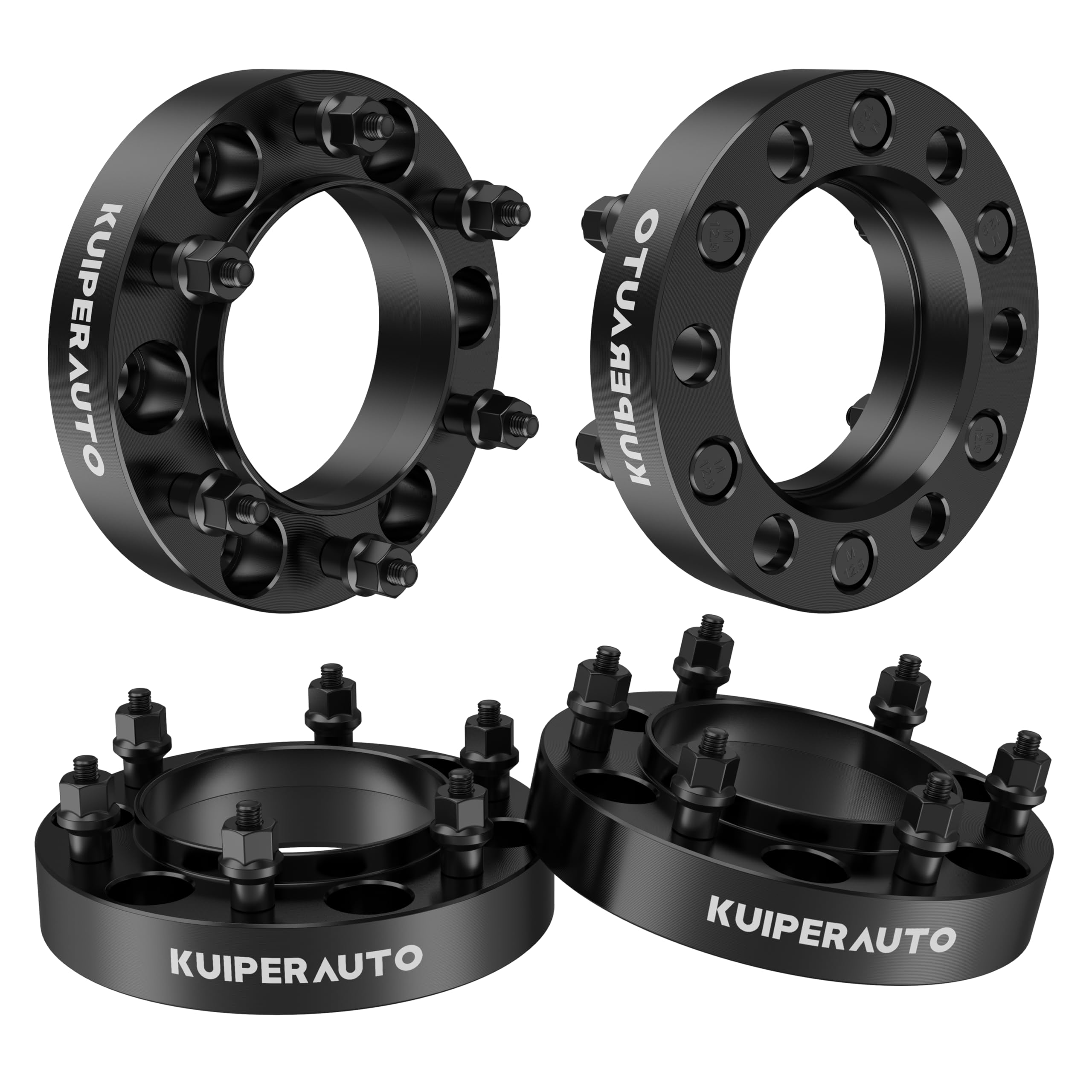KUIPERAUTO 6x5.5 Hubcentric Wheel Spacers, 1.25 inch 6X139.7mm Forged Wheel Adapters Compatible for 1996-2020 Toyota 4Runner, Compatible for Toyota Tacoma, M12x1.5 Studs 106mm Center Bore 4PCS Black