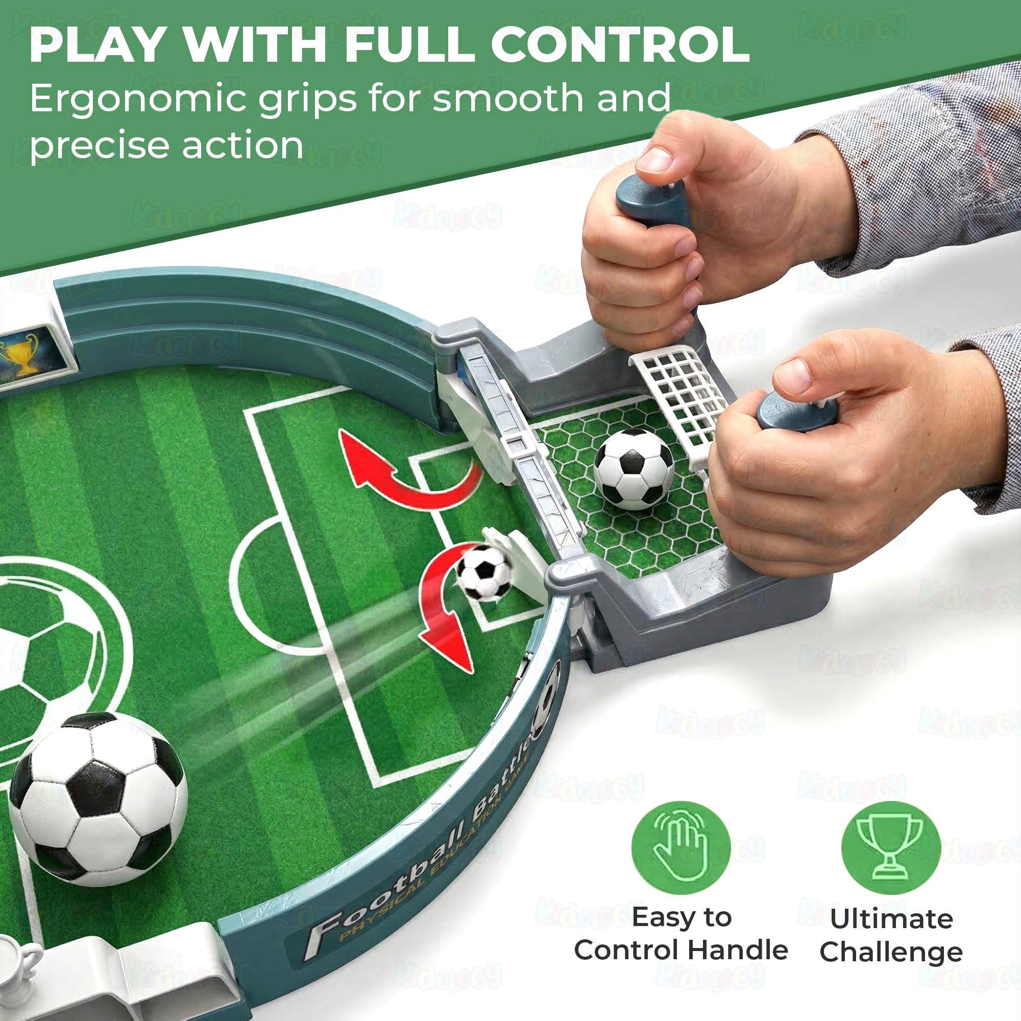Kidology Mini Football Tabletop Game for Kids 3+ Years | Builds Hand-Eye Coordination Focus & Strategy | 2-Player Indoor Soccer Board Game for Teens | Portable Sports Gift for Boys & Girls 3