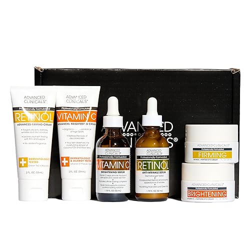 Miniatura 9 de Advanced Clinicals Day-To-Night - Caja de regalo de 6 piezas para el cuidado de la piel (AM) Vitamina C + (PM) suero facial con retinol, crema para