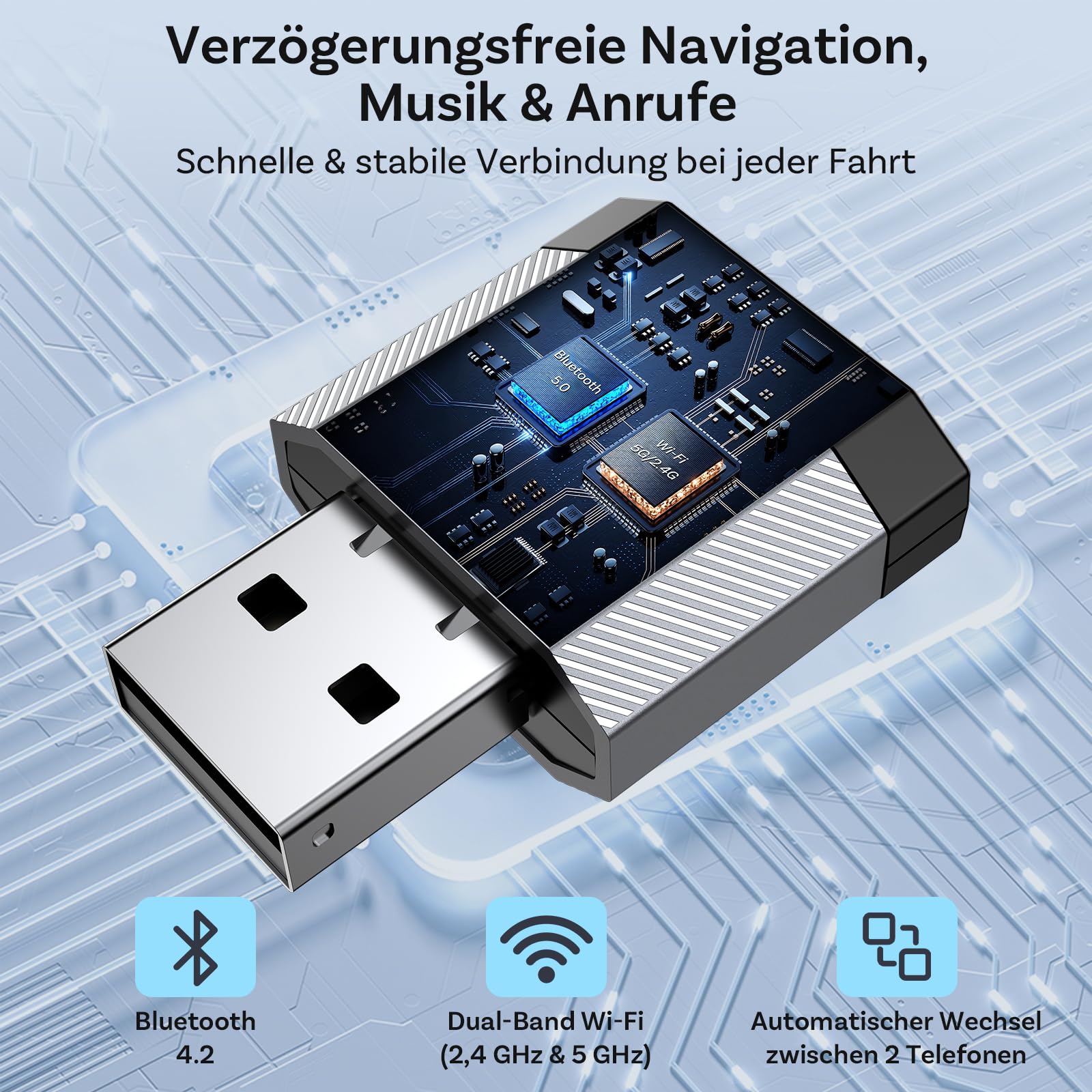 OTTOCAST 2 in 1 Wireless CarPlay und Android Auto Adapter, Mini Nova 2026 Ultra-Kompakter Kabelloser Adapter, Unterstützt ChatGPT Gemini, Plug & Play für kabelgebundene CarPlay/Android Auto Fahrzeuge