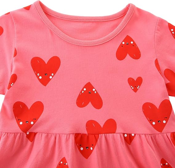Toddler Girl Summer Dress Cotton Short Sleeve Midi Sundress