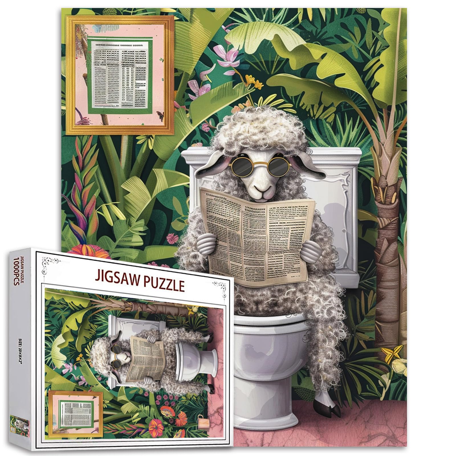 Tucocoo Fun Sheep and Animal Reading Time Puzzles for Adults 1000 Pieces, Challenge for Family and Home Decoration