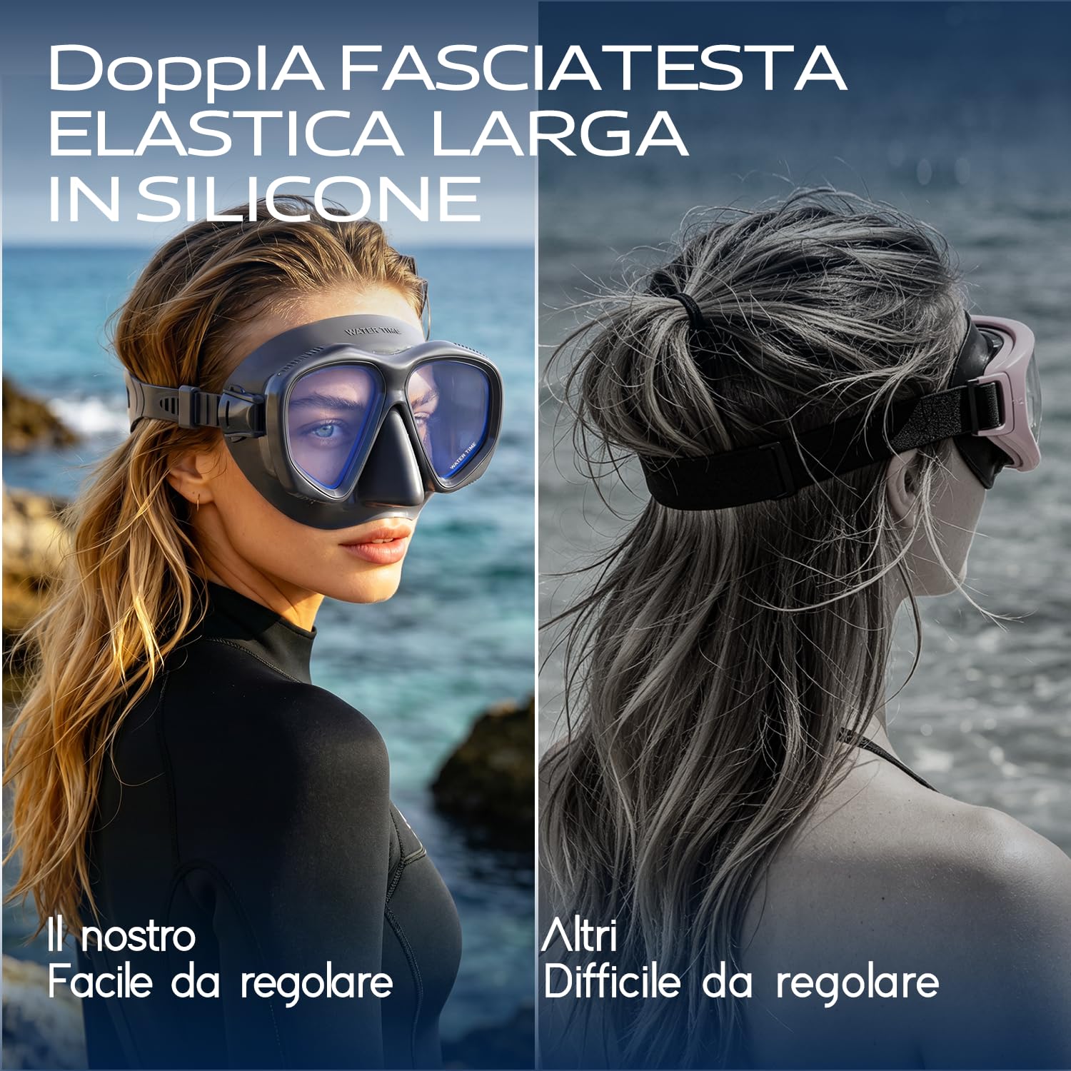 Jinlan Máscara Buceo – Montura Grande, Antivaho Integrado, Lente REVO, Protección UV, Falda de Silicona Suave Adultos