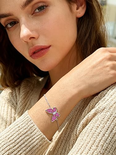 Miniatura 3 de STARCHENIE Juego de joyas de plata de ley 925 y aretes de mariposa de rubí para mujer