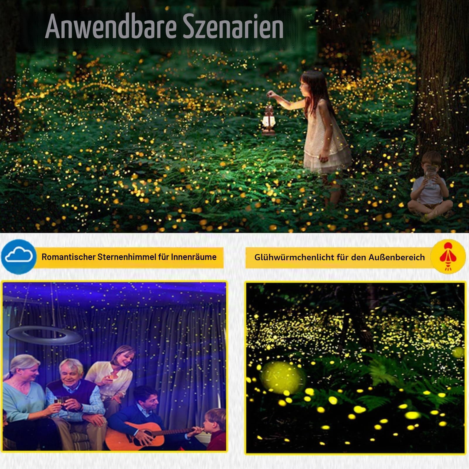 Laser-Sternprojektor für Garten & Outdoor, 3-Farben RGB mit Fernbedienung & Automatischer 360° Rotation, IP65 Wasserdicht für Weihnachts- & Festdekoration
