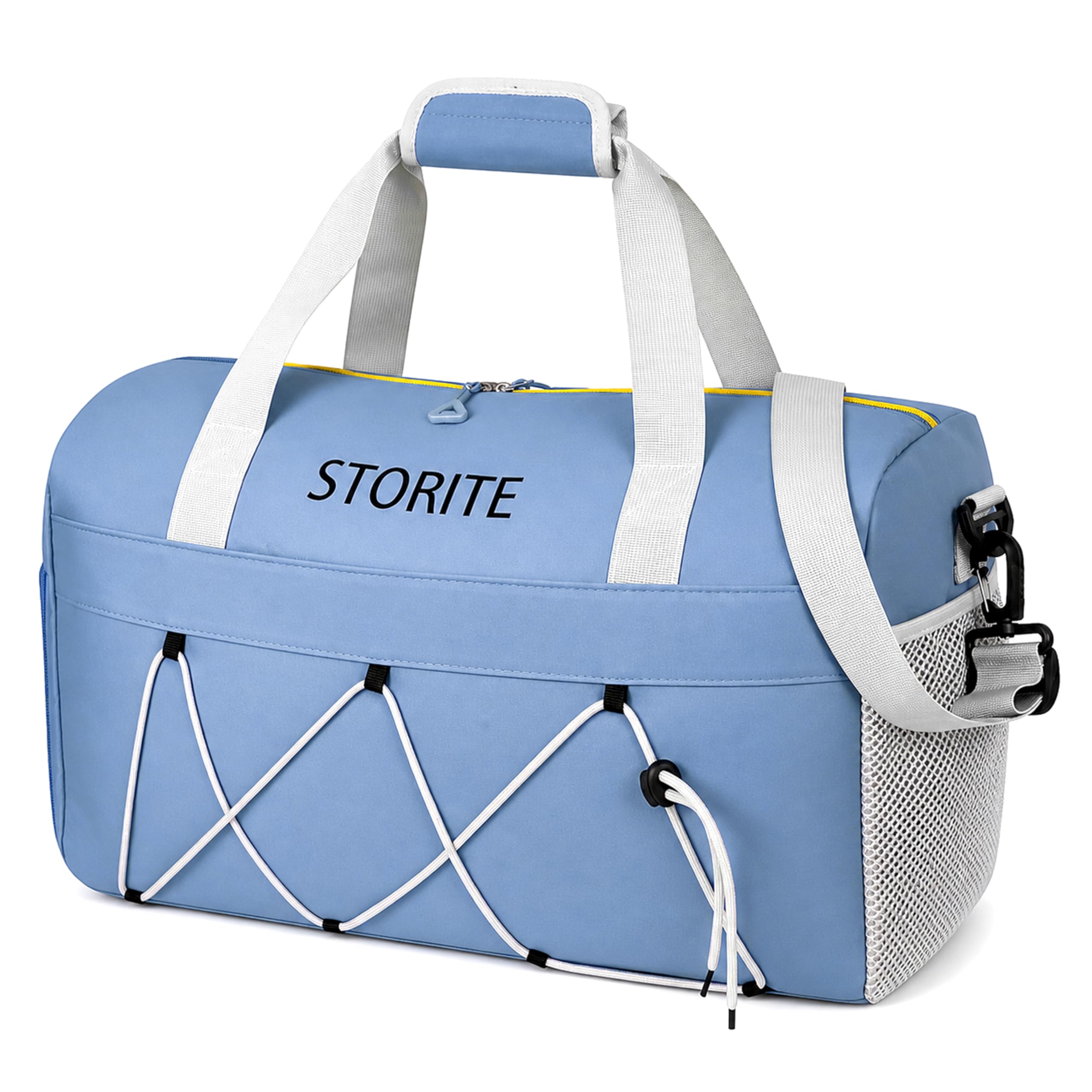 storite Nylon 48.5 cms Travel Duffle Bag for Women Muti- Pocket Sports Shoulder Duffel Bag with Wet Pocket & Shoe Compartment Weekender Overnight Travel Luggage Garment Bag (Mist Blue)-picture-50