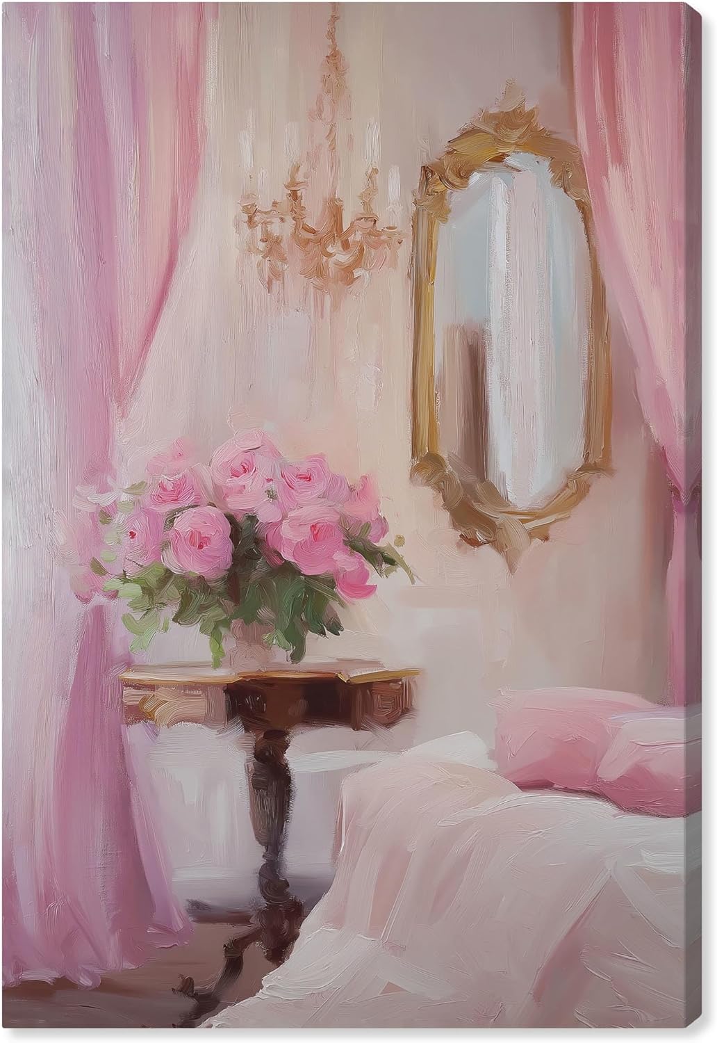 Mirror of Roses Canvas Glam Bathroom Art, Gallery Wrapped, 20″ x 30″ Mirror of Roses Canvas Glam Bathroom Art, Gallery Wrapped, 20″ x 30″