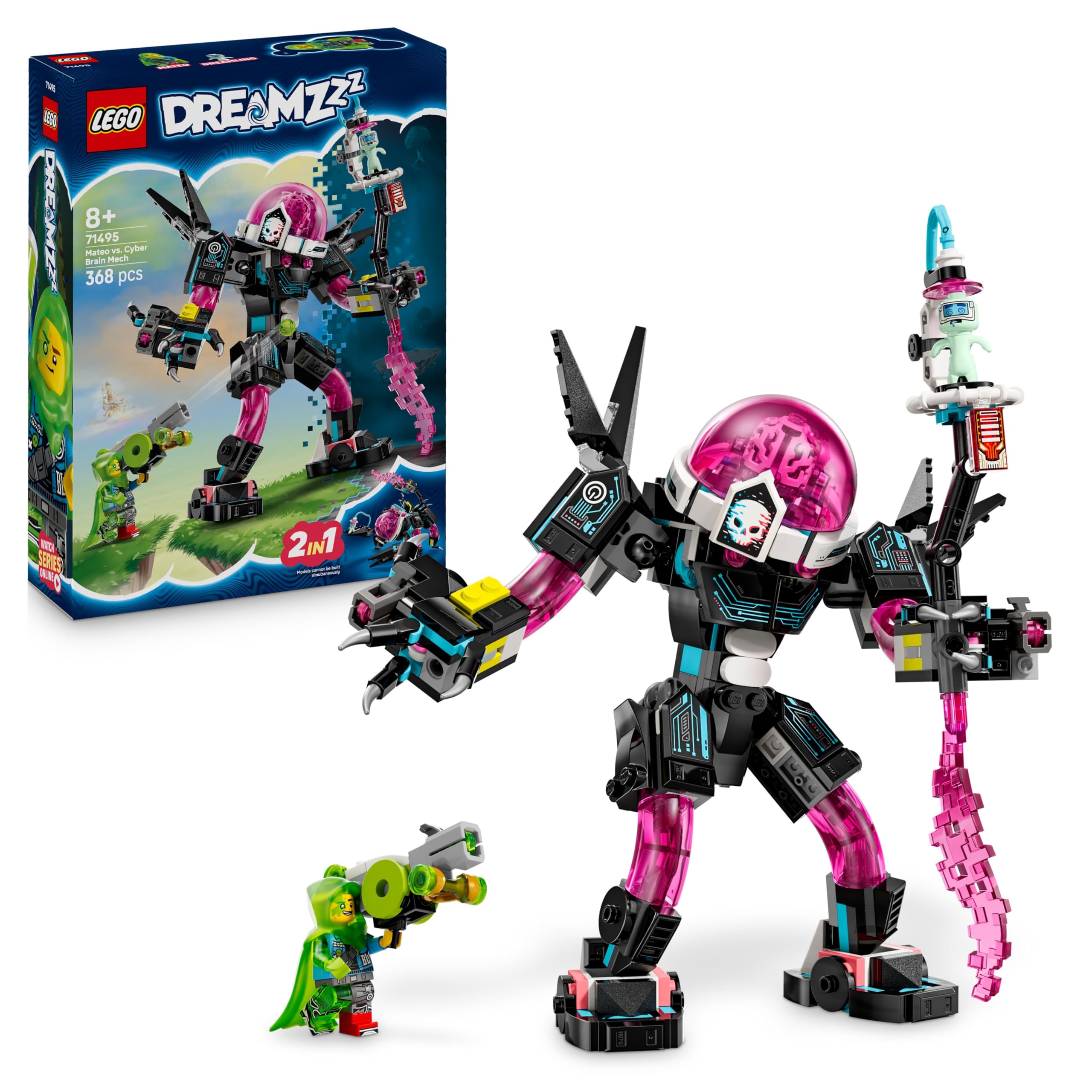 LEGO DREAMZzz Mateo vs. Cyberhirn-Mech - Modularer Roboter zum Bauen und Spielen für Mädchen und Jungen ab 8 Jahren - in Skorpionfigur umbaubarn - inkl. Minifigur und Dreamling - Geschenkidee - 71495