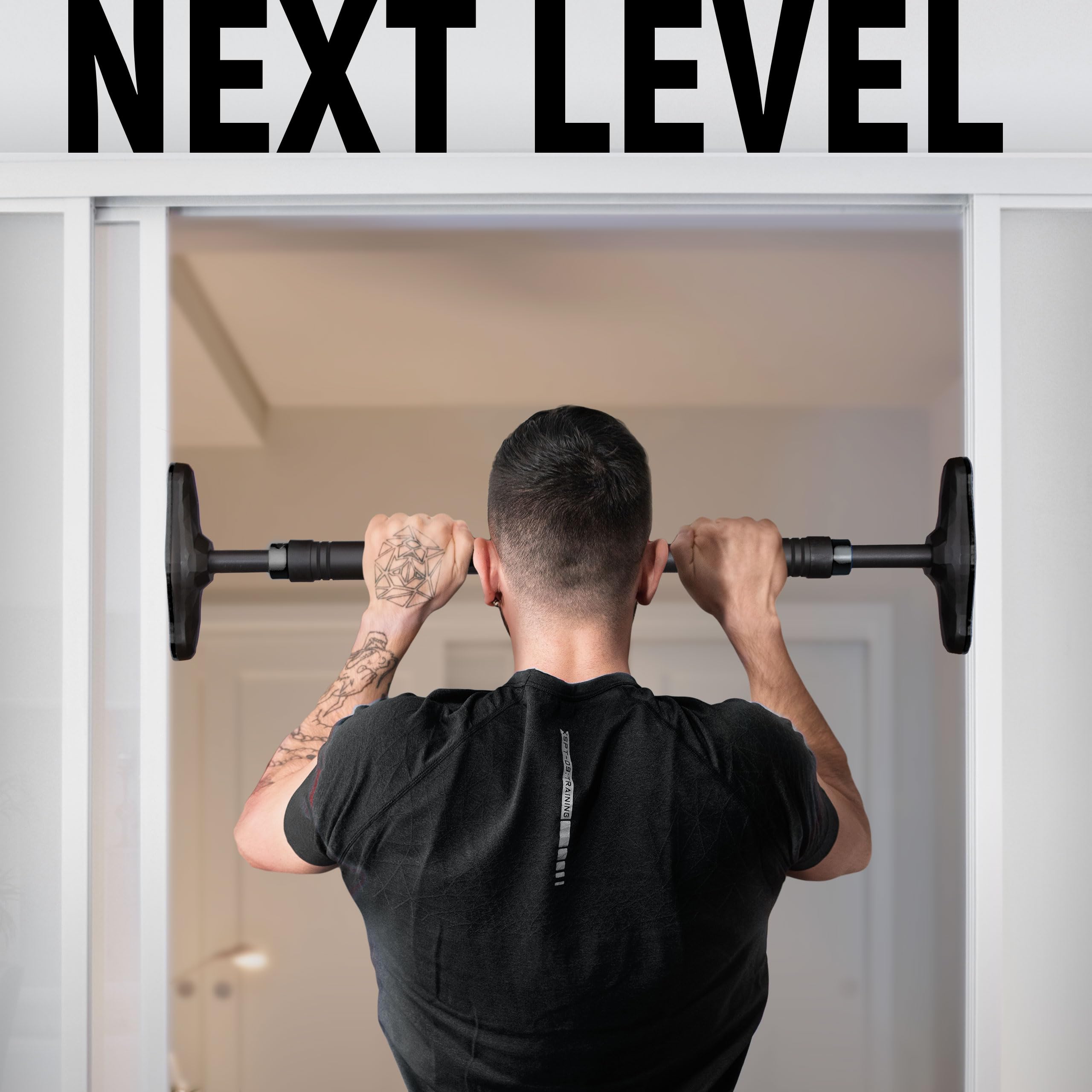 NEOLYMP Türreck Klimmzugstange ohne Schrauben mit Pull Up Bar E-Book - Verstellbare Klimmzugstange von 70-100 cm mit Gewindestange für sicheren Halt bis 200 kg