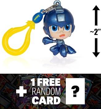 Megaman (Metallic Color): ~2 Mega Man Mini-Figure Hanger + 1 Official Mega Man Trading Card Bundle [Rare] (649705)