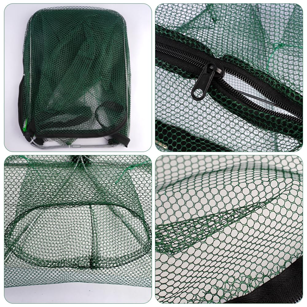Piège à crevettes, 58 × 22 cm Poissons de crabe en nylon, filet de pêche automatique, 6 trous filet de pêche pliable en nylon, pour attraper les crabes, les homards, les crevettes et les crabes