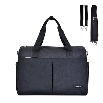 Diaper Tote Bag Large acity Multi-Function Mommy Bag for Bottles Diapers Baby Clothes Wet Mommy Shoudler Bag Travelling Storage Bag with Removeable Strap Hold or Hang (Black) -Layfoo