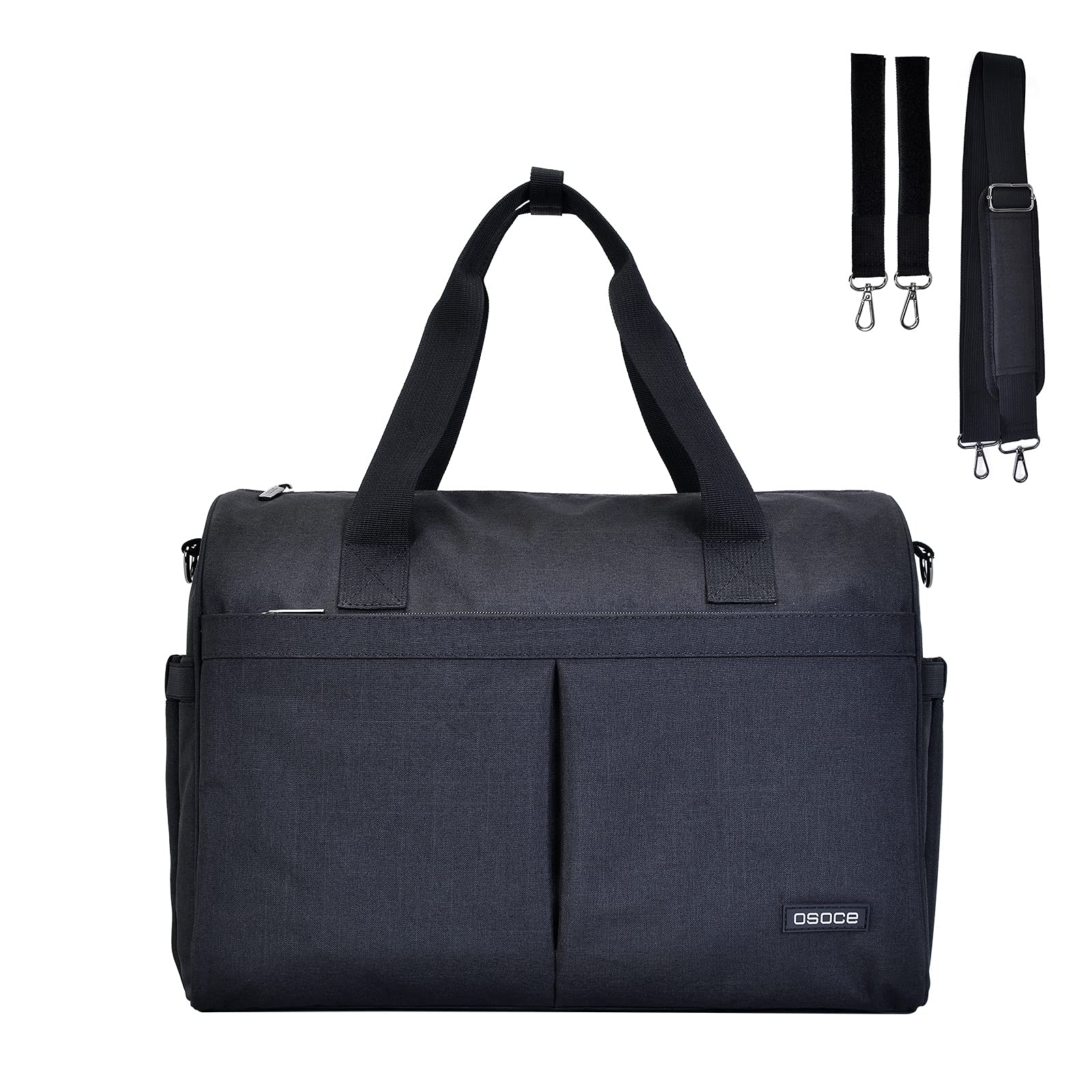Diaper Tote Bag Large acity Multi-Function Mommy Bag for Bottles Diapers Baby Clothes Wet Mommy Shoudler Bag Travelling Storage Bag with Removeable Strap Hold or Hang (Black) -Layfoo-image-3