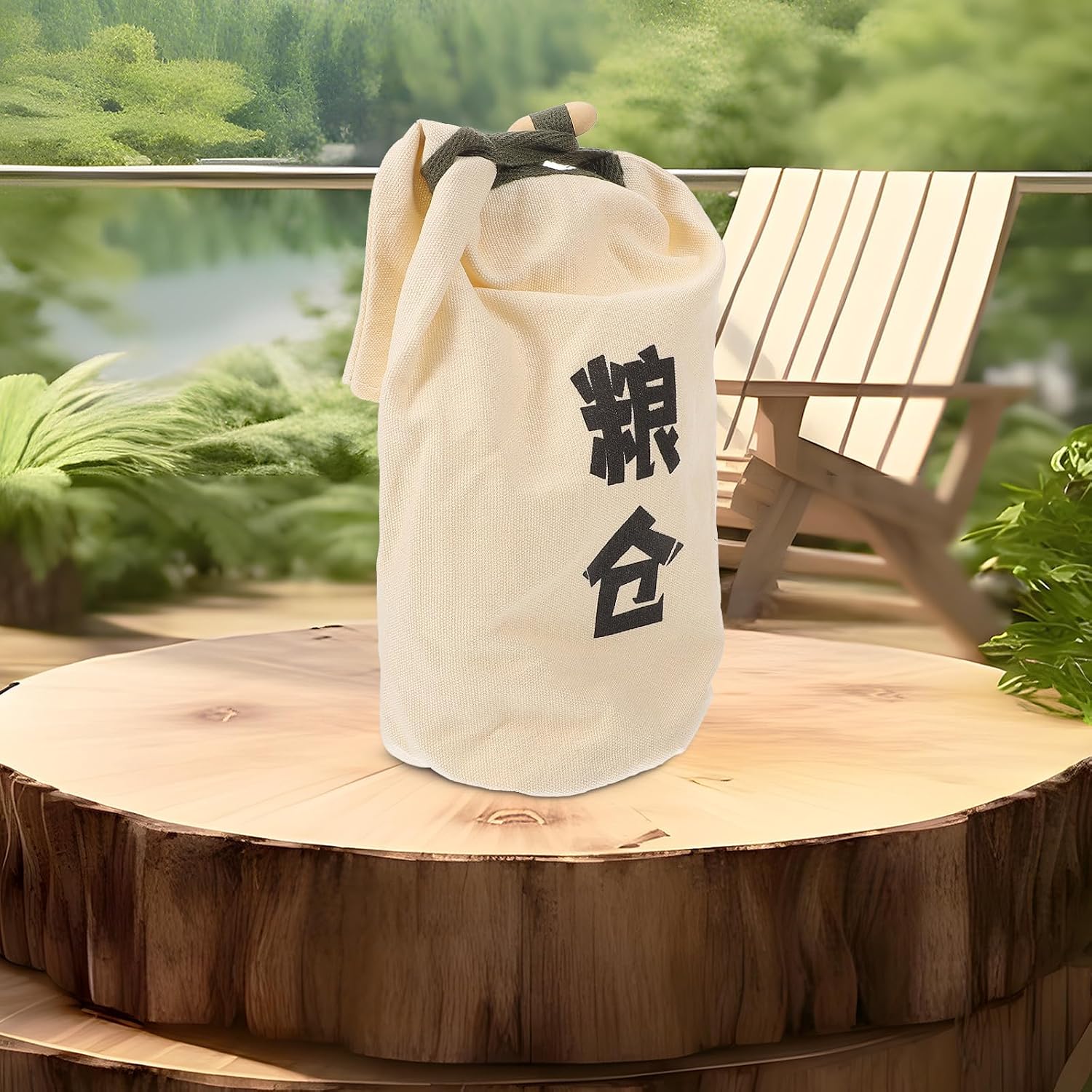 Kg Canvas Rice Container Pouch with Drawstring Buckle for Road Trips