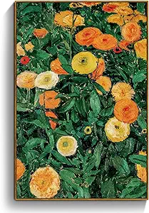 crmotu Vintage Framed Wall Art, Botanical Wall Art, Floral Wall Decor, Daisy Nature Decor Art Prints, Wildflower Landscape Rustic Canvas Paintings for Living Room Bedroom Kitchen Farmhouse 20x30in