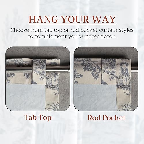 Miniatura 6 de Maison d' Hermine - Cortinas de 100% algodón, 1 panel, con filtro de luz, para sala, dormitorio, con varilla y bolsillos de presillas, The Miller