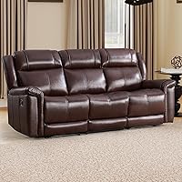 Vista 12 de EBELLO Sofá reclinable de dos plazas de piel sintética, sofá reclinable manual, silla de 2 plazas de estilo moderno de mediados de siglo