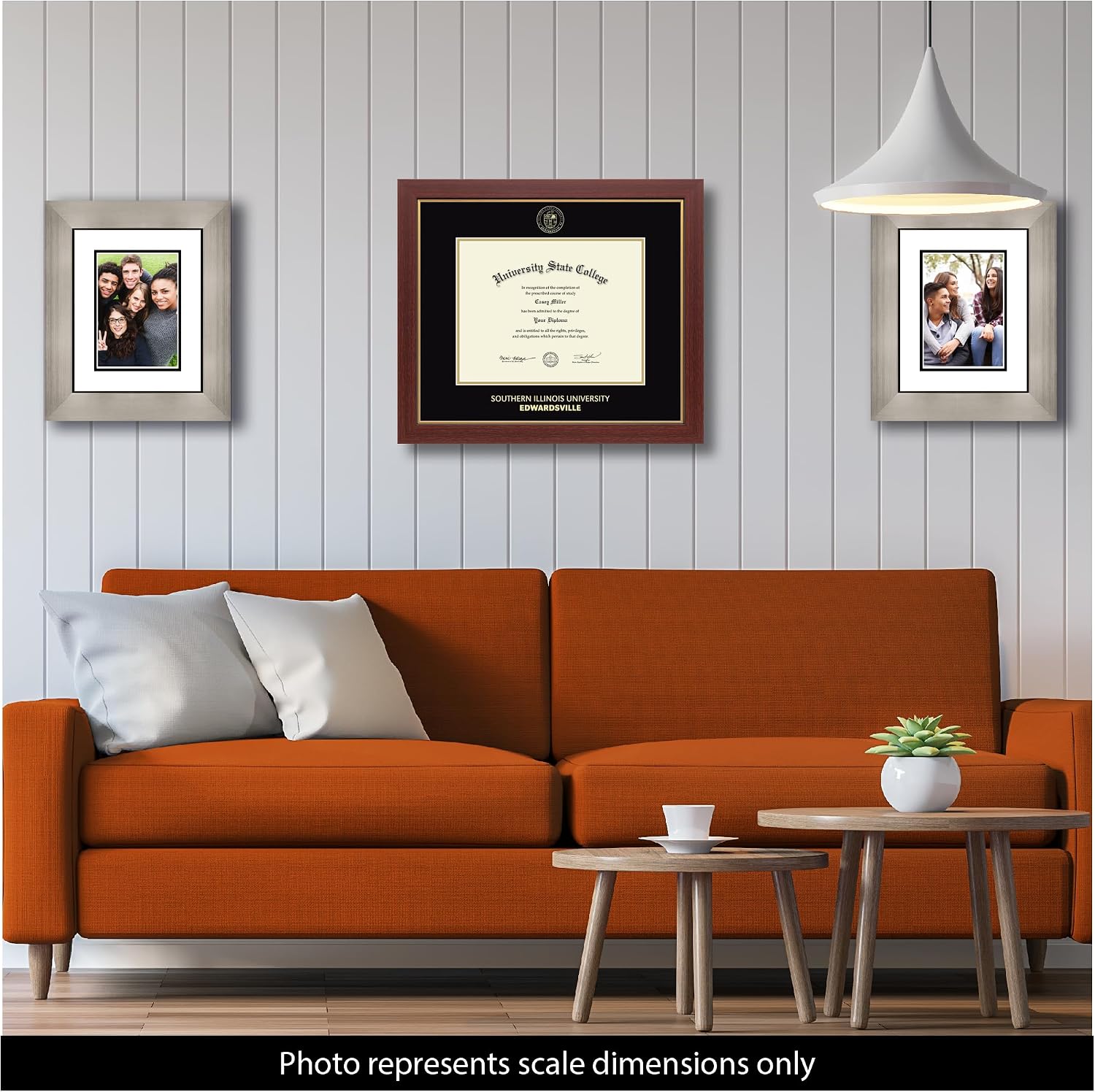 Southern Illinois University At Edwardsville 11" w x 8.5" h Diploma Frame - Fits a bachelor's and master's - Gold Embossed Diploma Frame - Mahogany Moulding with Black and Gold Matting