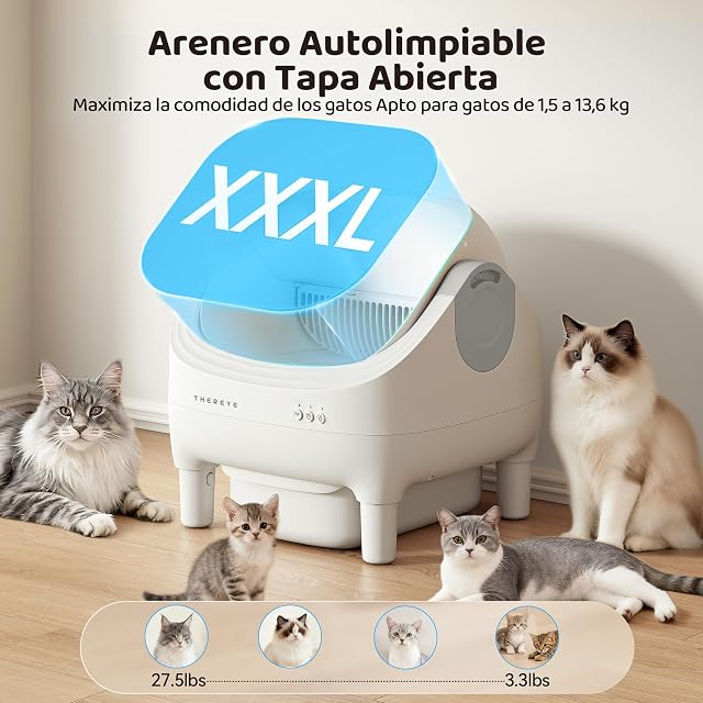 Foto 2 de 7 de Thereye Arenero Gatos Autolimpiable con Diseño Abierto y Gran Capacidad, Arenero Gato con App