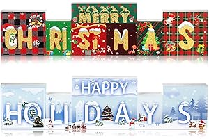 Joyful Festive Tabletop Ornament: Merry Christmas & Happy Holidays