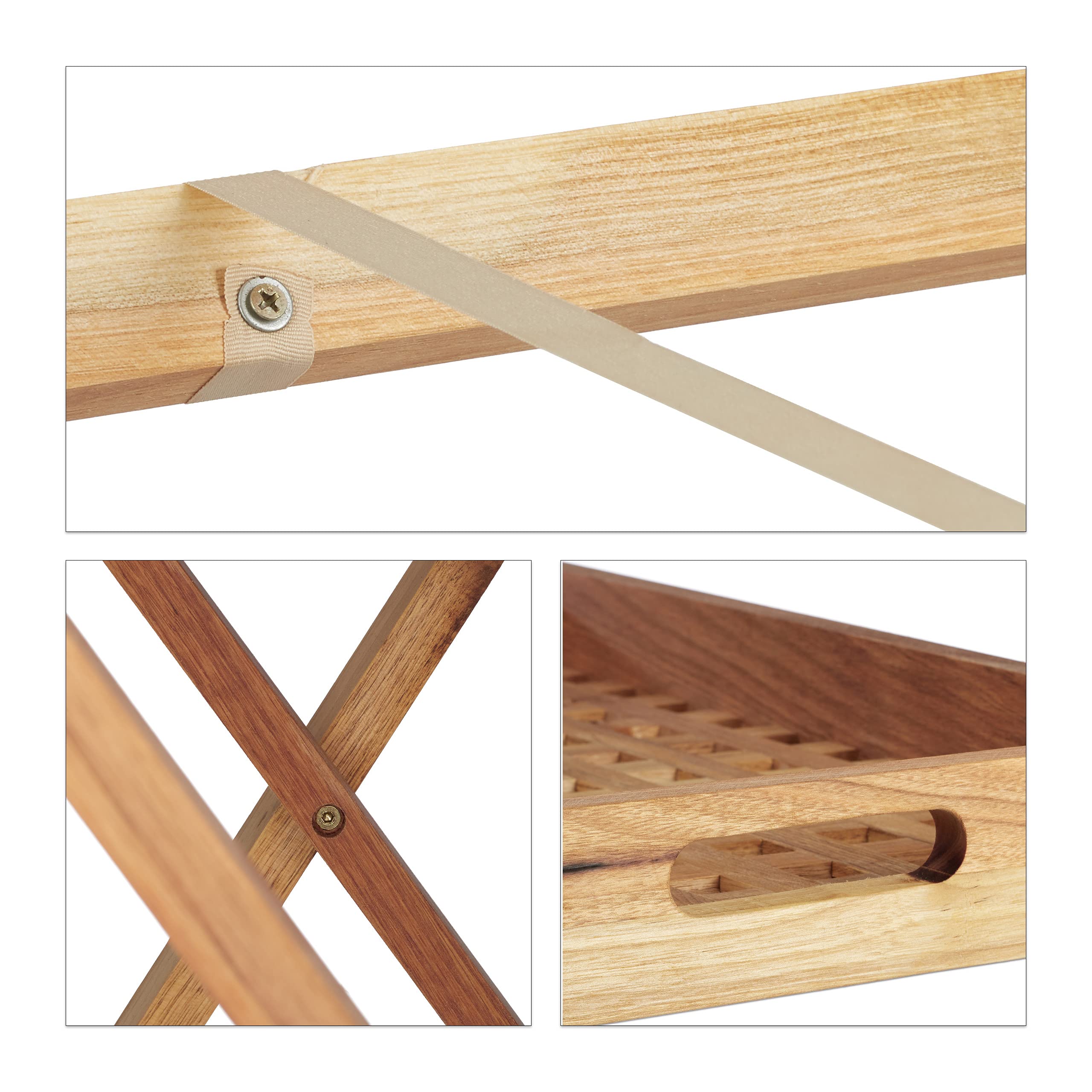 Relaxdays Table d’appoint avec plateau amovible en bois table pliante café pliable service HxlxP: 54 x 52 x 36 cm, Noyer
