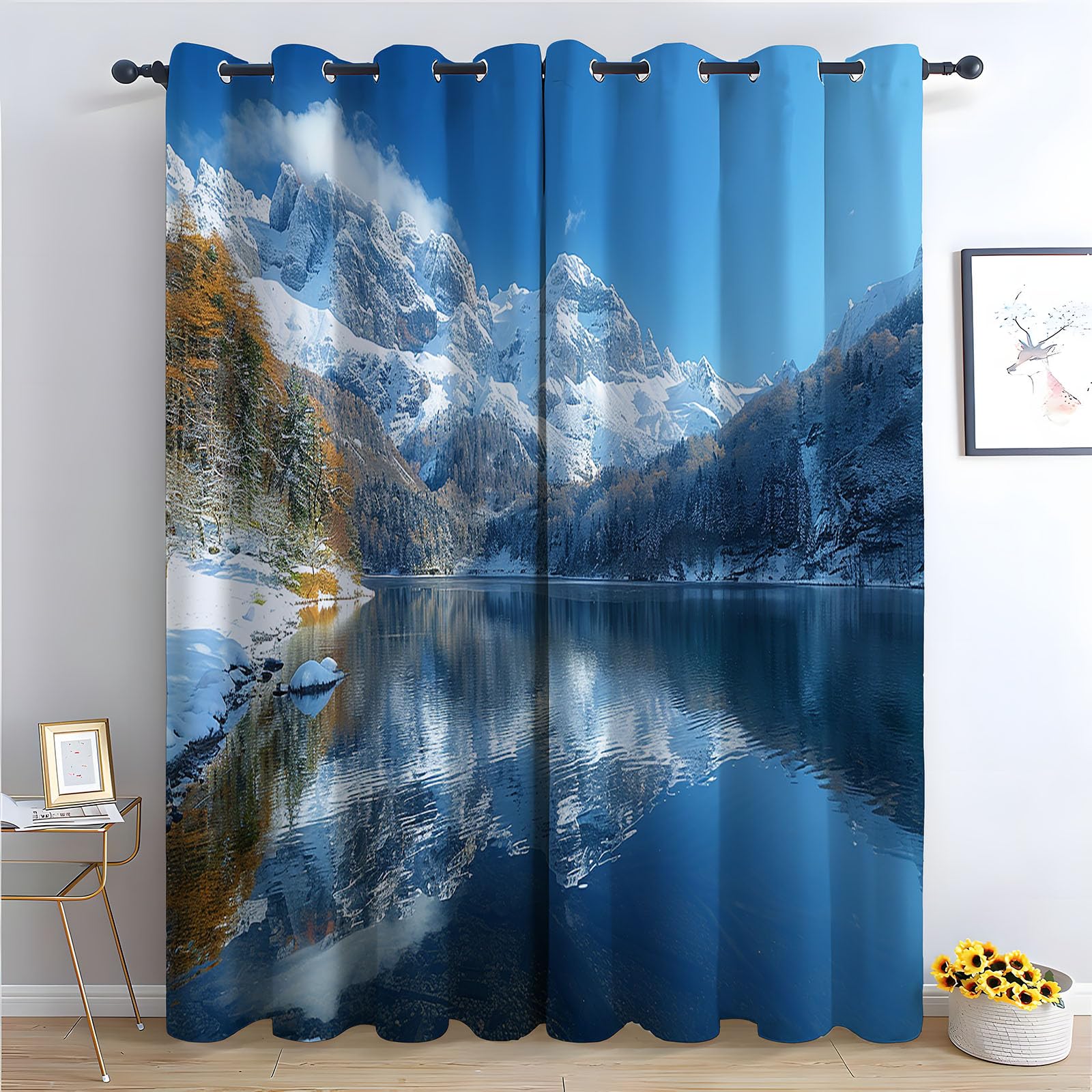 Rideaux occultants nature et lac pour une chambre parentale apaisante