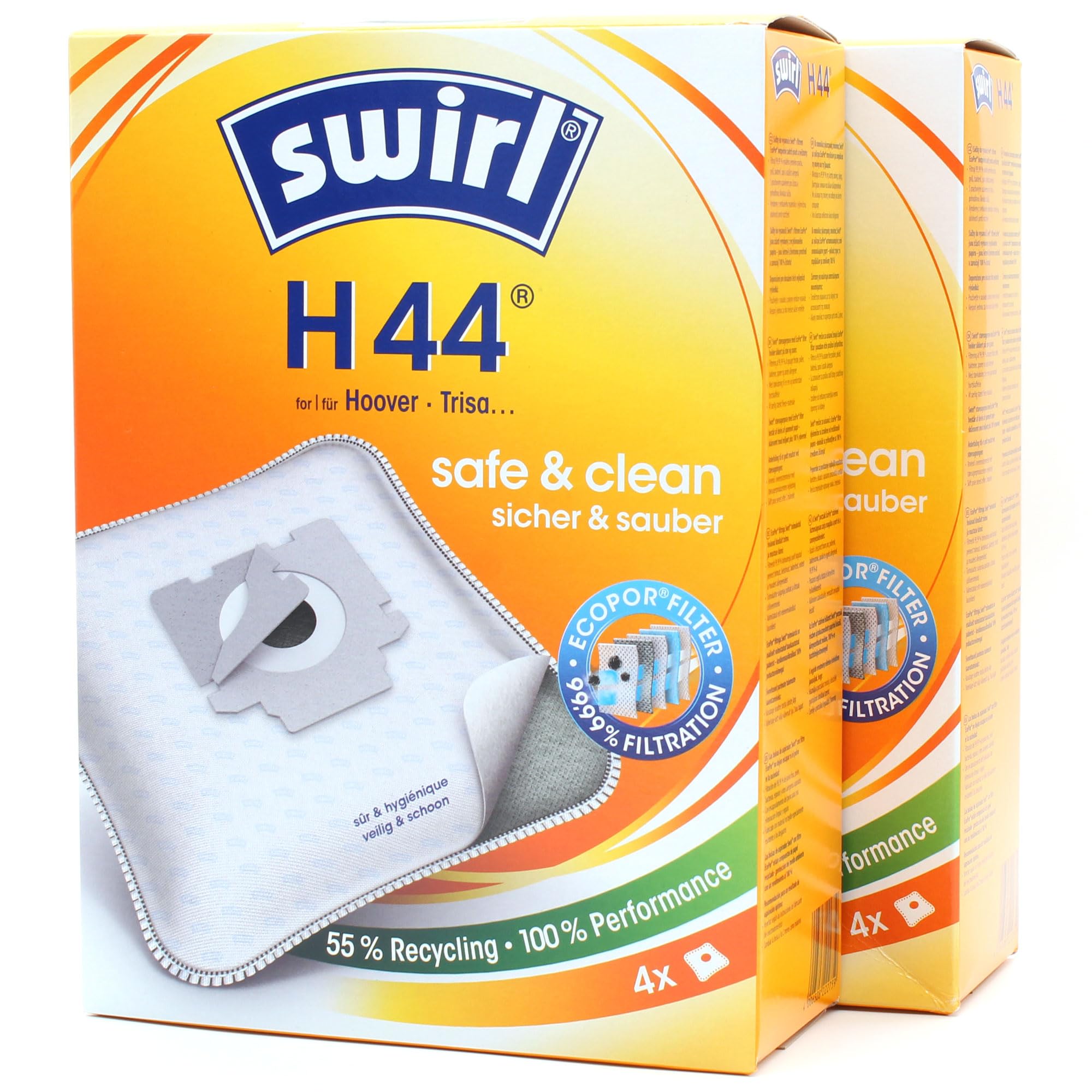 PakTrade 8 Sacchetti per aspirapolvere + Perline deodoranti Compatibile con Hoover H88, H 88, H89, H 89, H90, H 90, H91, H 91 | Compatibile con Swirl H44 - H 44 | Deodorante, Accessori, Ricambio