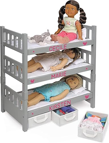 Miniatura 7 de Badger Basket Toy 1-2-3 Litera convertible para muñecas con cestas de almacenamiento y kit de personalización para muñecas de 20 pulgadas - Gris