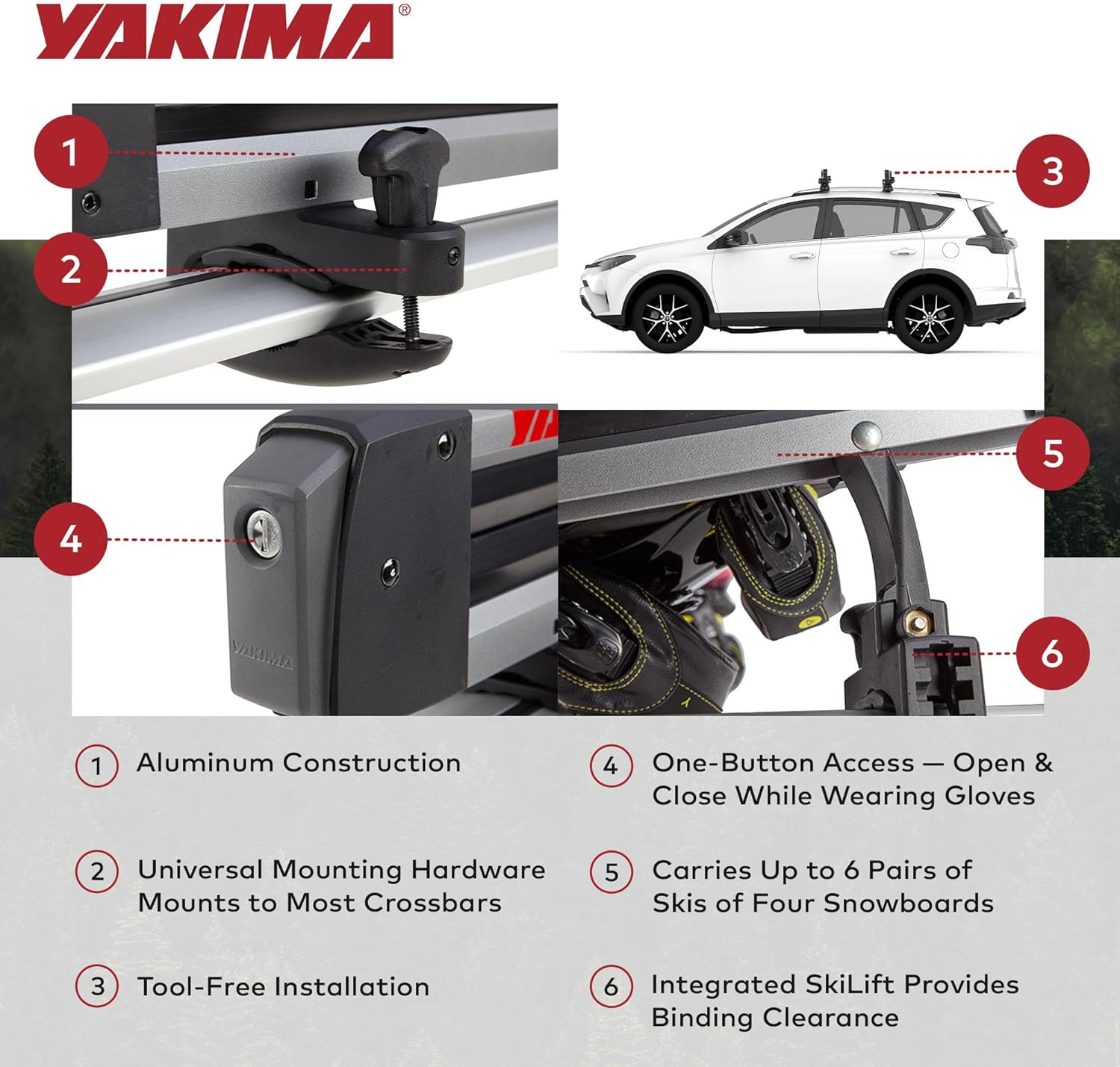 YAKIMA, FreshTrack Ski & Snowboard Mount, Fits Most Roof Racks - Image 4