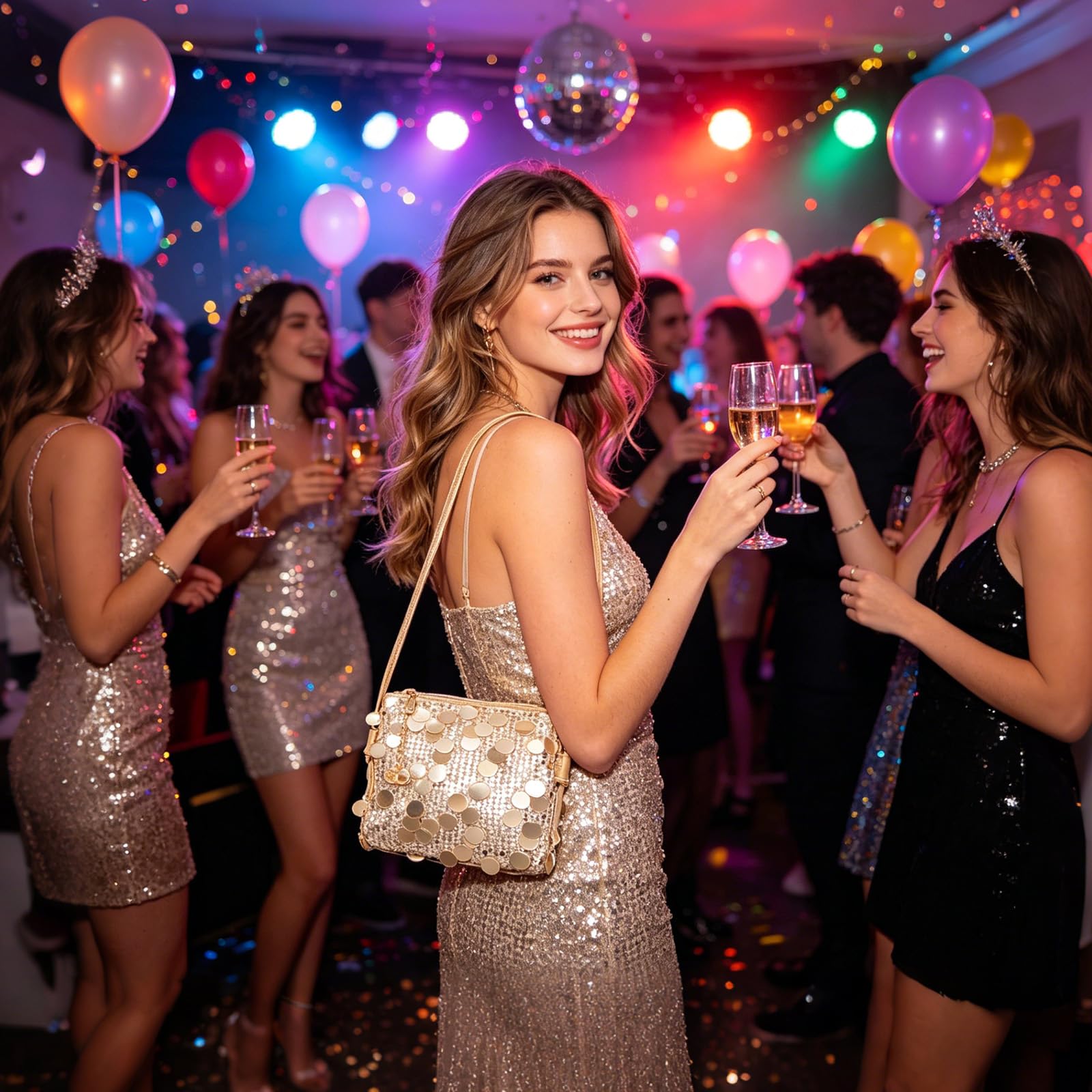 Tutukyle Damen Clutch Glitzer Tasche Pailletten Crossbody Umhängetasch Kleine Handtasche Schultertaschen Glitzer Handytasche für Fasching Hochzeit Party Freizeit Date Shopping