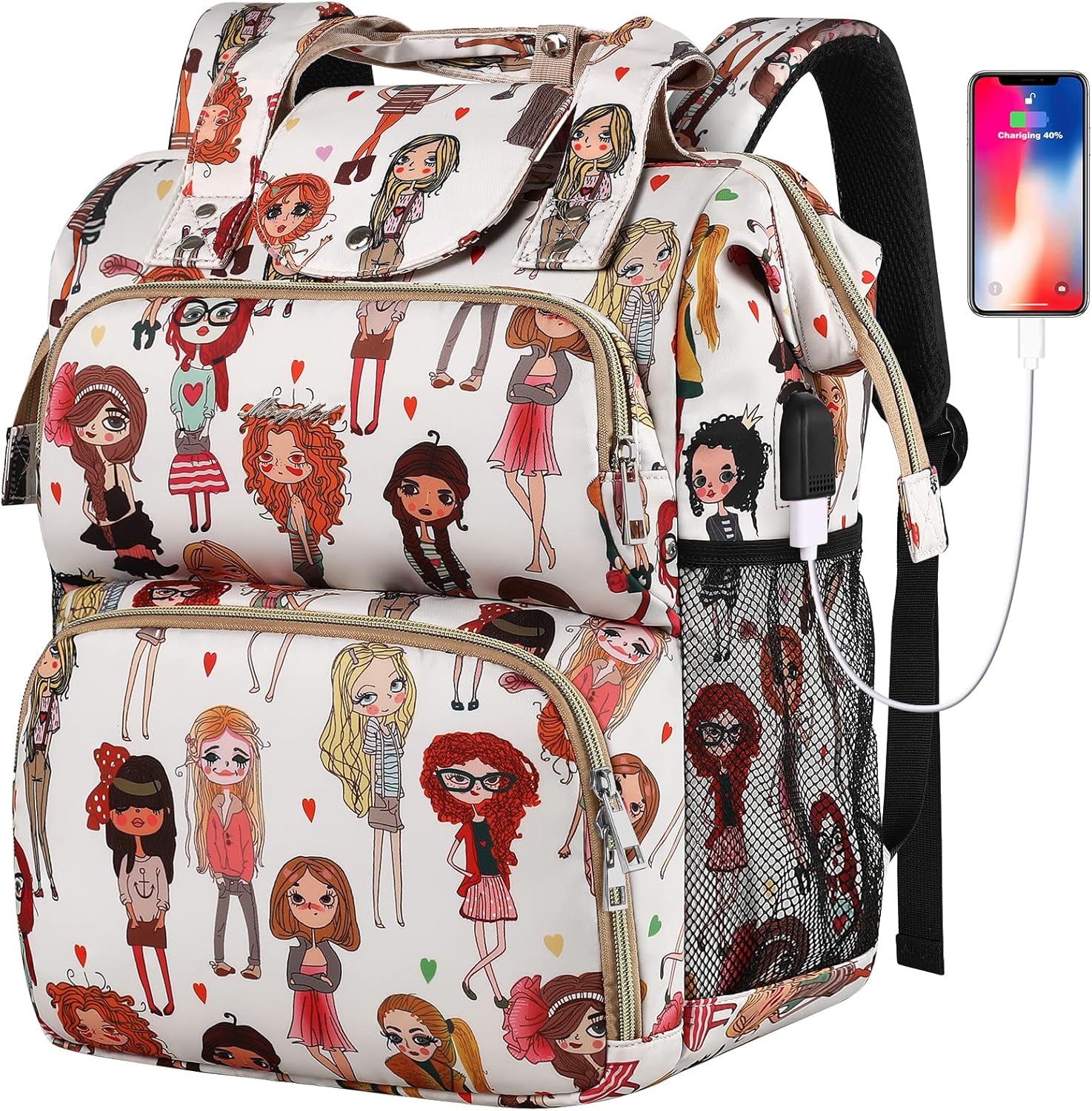 Mogplof 15.6 Inch Travel Backpack for women, Wide Open