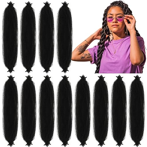 Zeyune 12 piezas de cabello elástico afro Twist de 24 pulgadas, trenzas de ganchillo estiradas de resorte, cabello sintético suave de ganchillo, disponible en Yaxa Venezuela