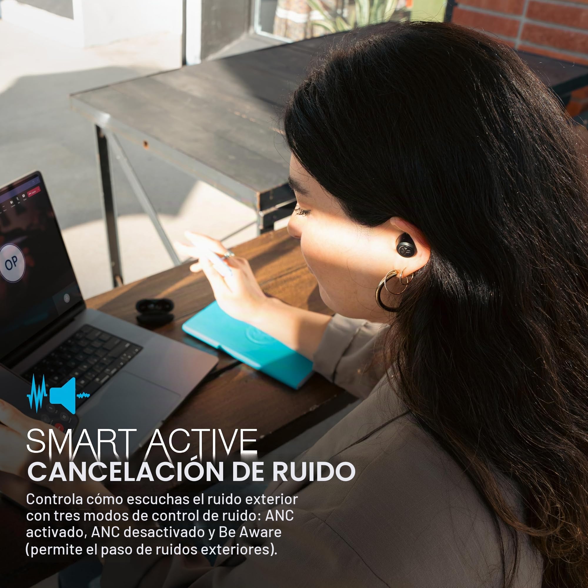 JLab JBuds ANC 3 Audífonos Bluetooth Inteligentes - Cancelación Ruido | Cancelación Activa de Ruido, más de 42h, Auriculares Inalámbricos IP55 Resistentes al Sudor, Sonido EQ3