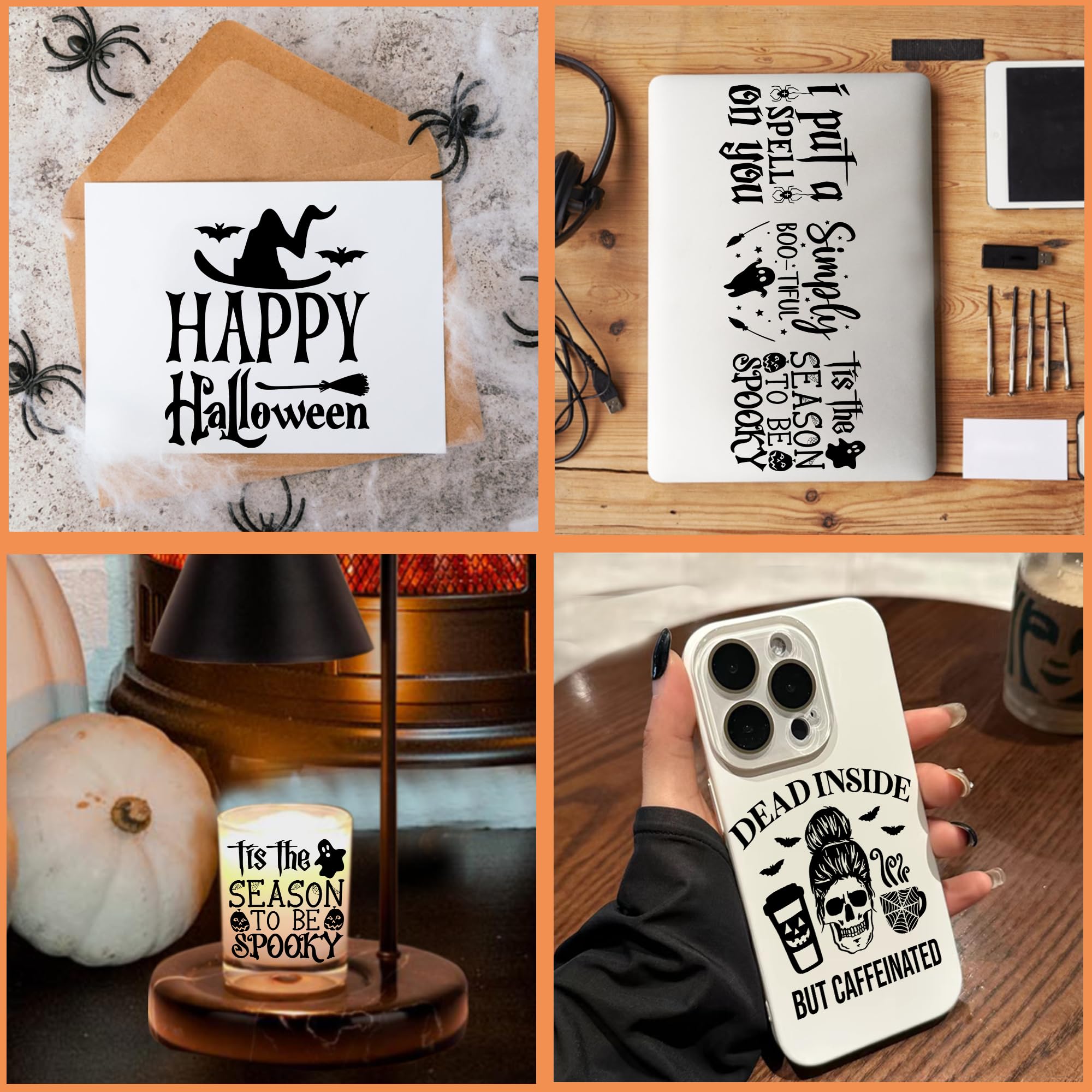 20-Pack Halloween UV DTF Cup Wraps - Spooky Cowboy & Pumpkin Decals For 16 Oz Tumblers, Waterproof