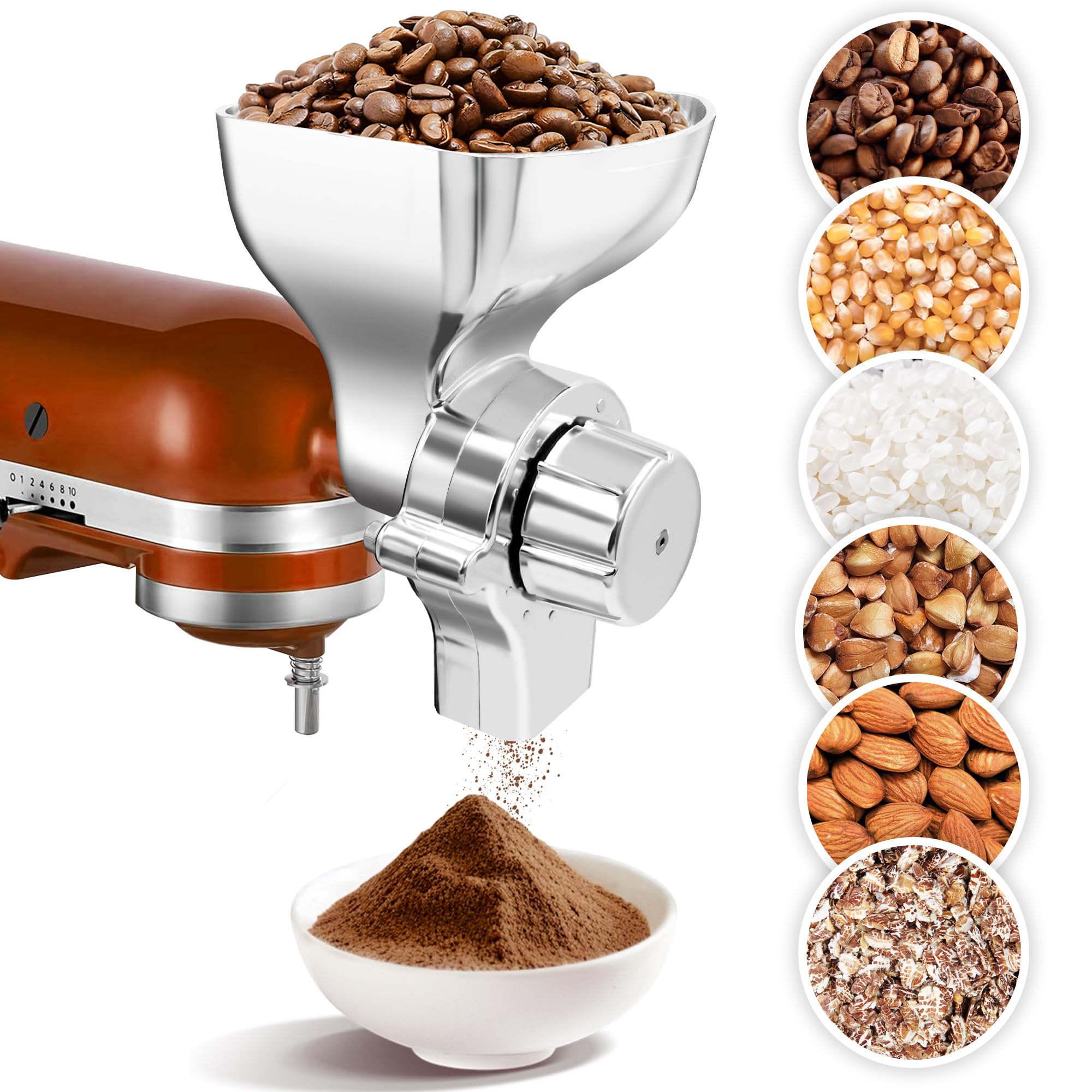Coffee Grinder Attachment Kitchenaid Grain Mill Almond Flour Metal