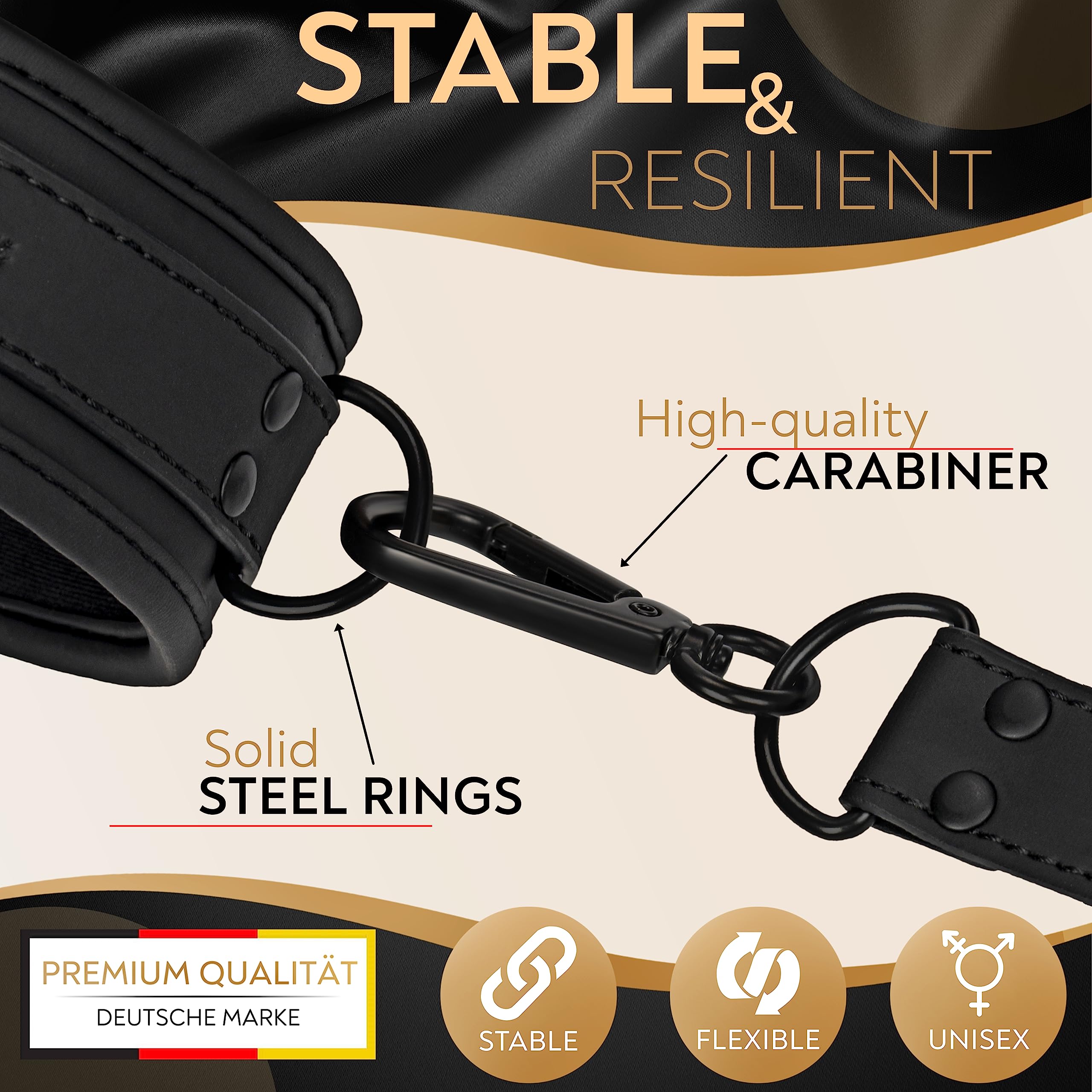 3in1 SM Bondage Set con Collar y Esposas, Premium SM Toys for Couples, Bondage Set, Handcuffs, BDSM Collar, BDSM Set, Restraints, Sex Toys for Couples, Sex Toys erotic