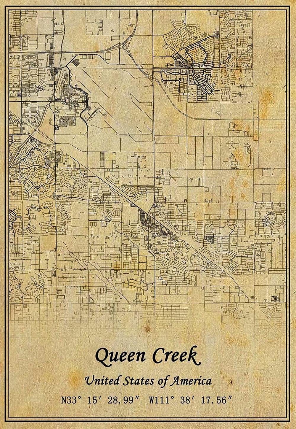 Jigsaw Puzzle 1000 Sztuk Dla Dorosłych - Użyj Queen Creek City Map Jigsaw, Vintage Twardsze światy Drewniane Puzzle Niezwykłe Brain Challenge Puzzle Dla Dzieci, Trudne Gry Rodzic-Dziecko, Dla Pe