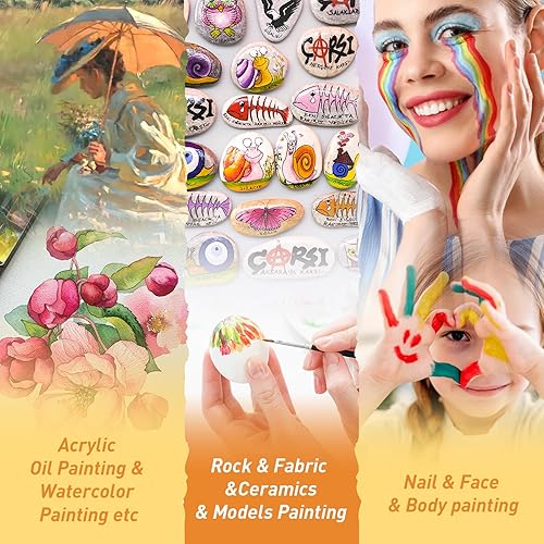 Miniatura 36 de Juego de pinceles de pintura acrílica, (20 paquetes/200 unidades), cepillos de pelo de nailon para óleo y acuarela, juego perfecto de pintura Rosa