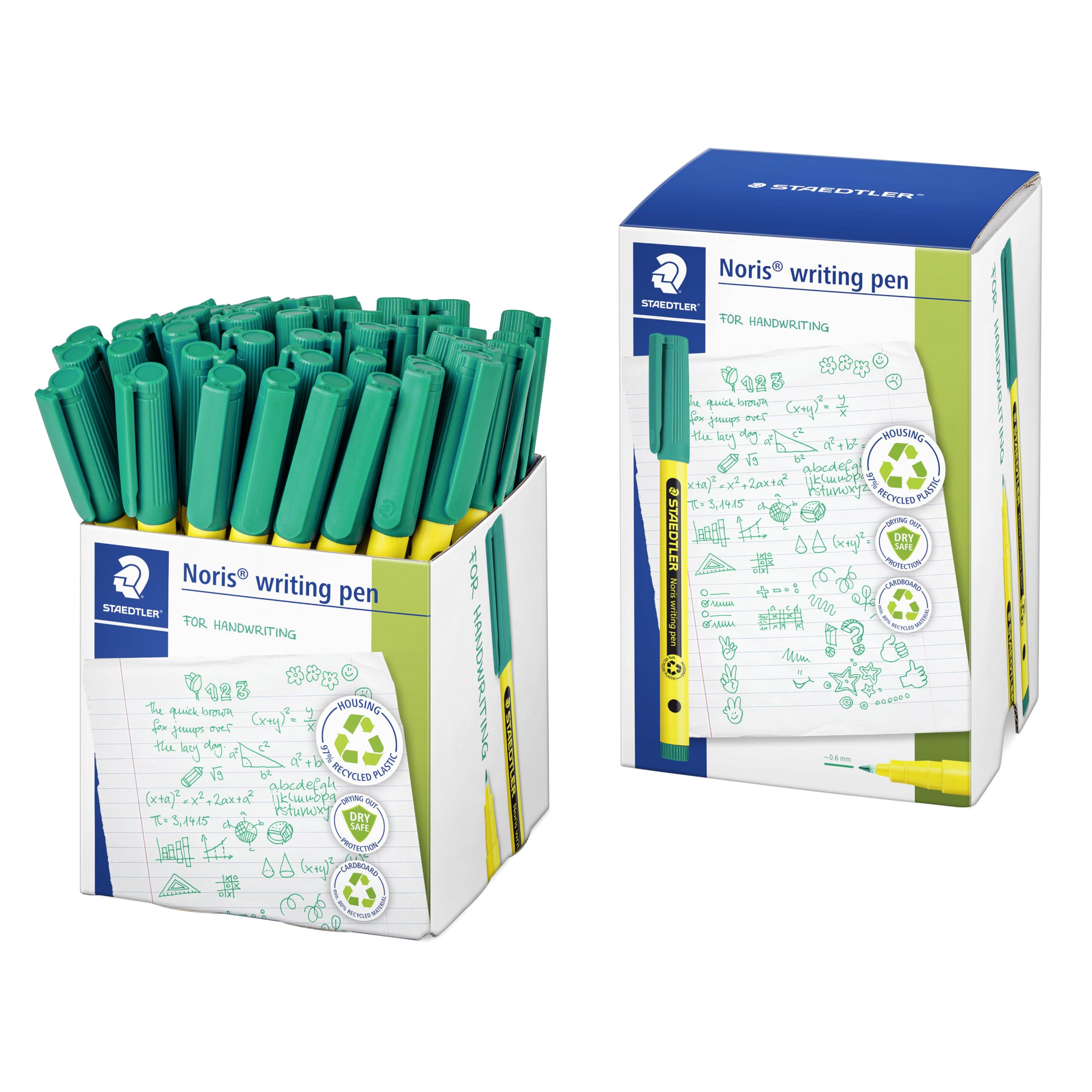 STAEDTLER Noris - Handwriting Pen - Green - Pack of 50, 307-5 CT50