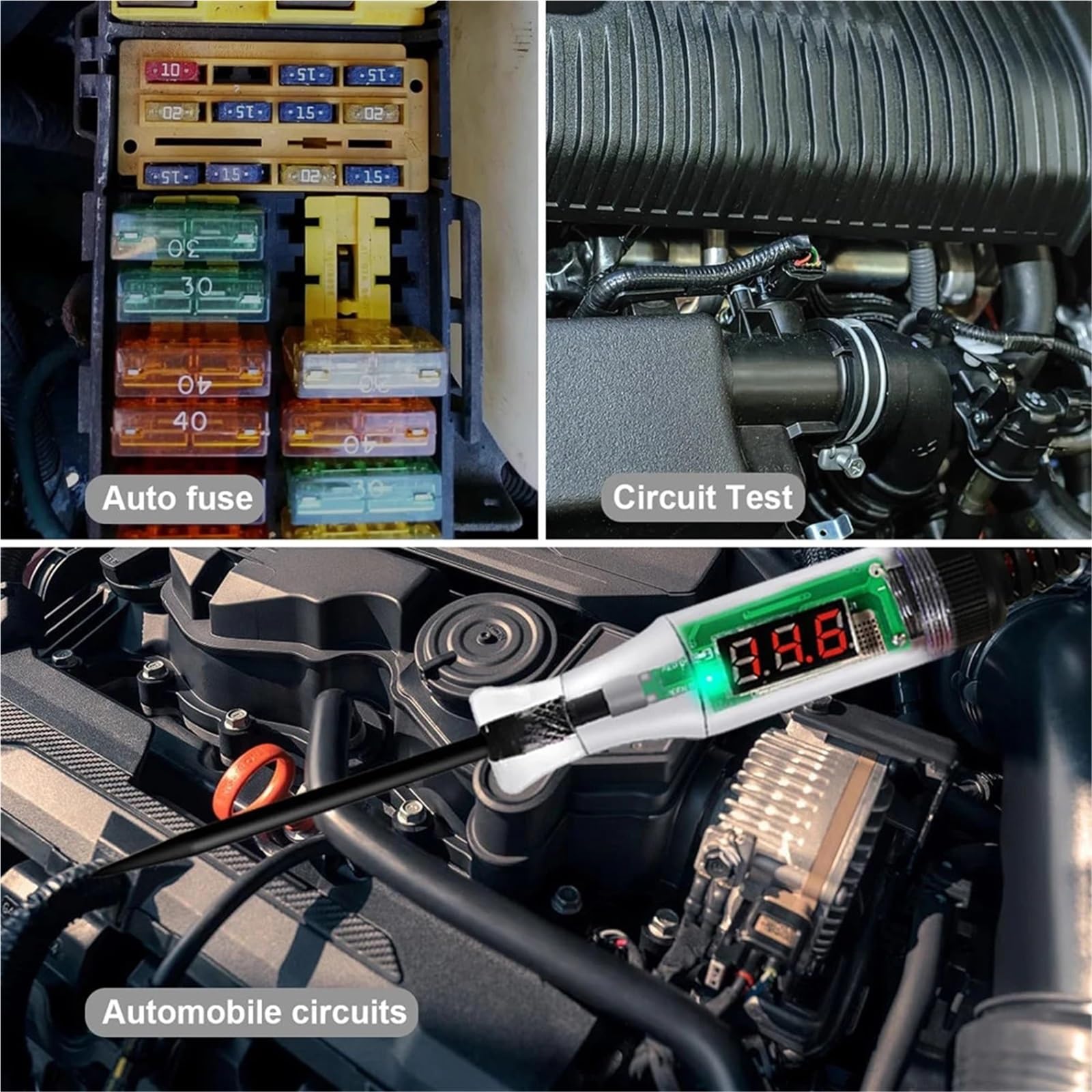 Misuratore di tensione, Set Di 6 Luci Prova For Tester Circuiti Automobilistici 3-90 V CC Con Display LCD Digitale E Cavi Prolunga A Molla For Auto, Camion Tosaerba