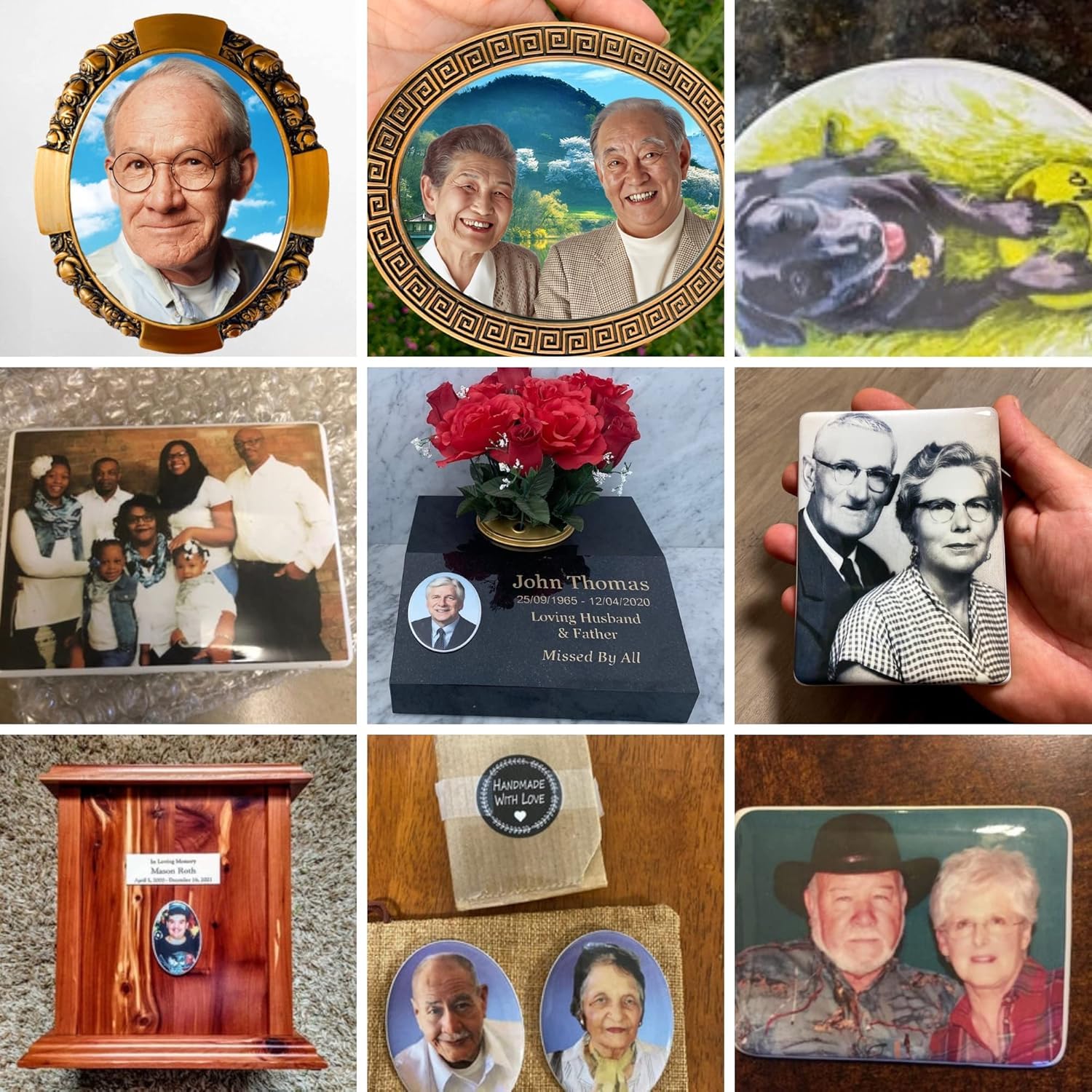 Italien 4,1 cm benutzerdefinierte Gedenkfoto-Fliese für Urne Grabstein wasserdichte Keramik personalisiertes Porzellanbild wasserdicht für Grabdekorationen ovales Bild für Grabsteine