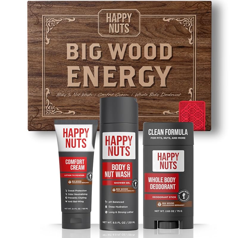 HAPPY NUTS Big Wood Energy Caixa-presente com kit de cuidados masculinos, conjunto com 3