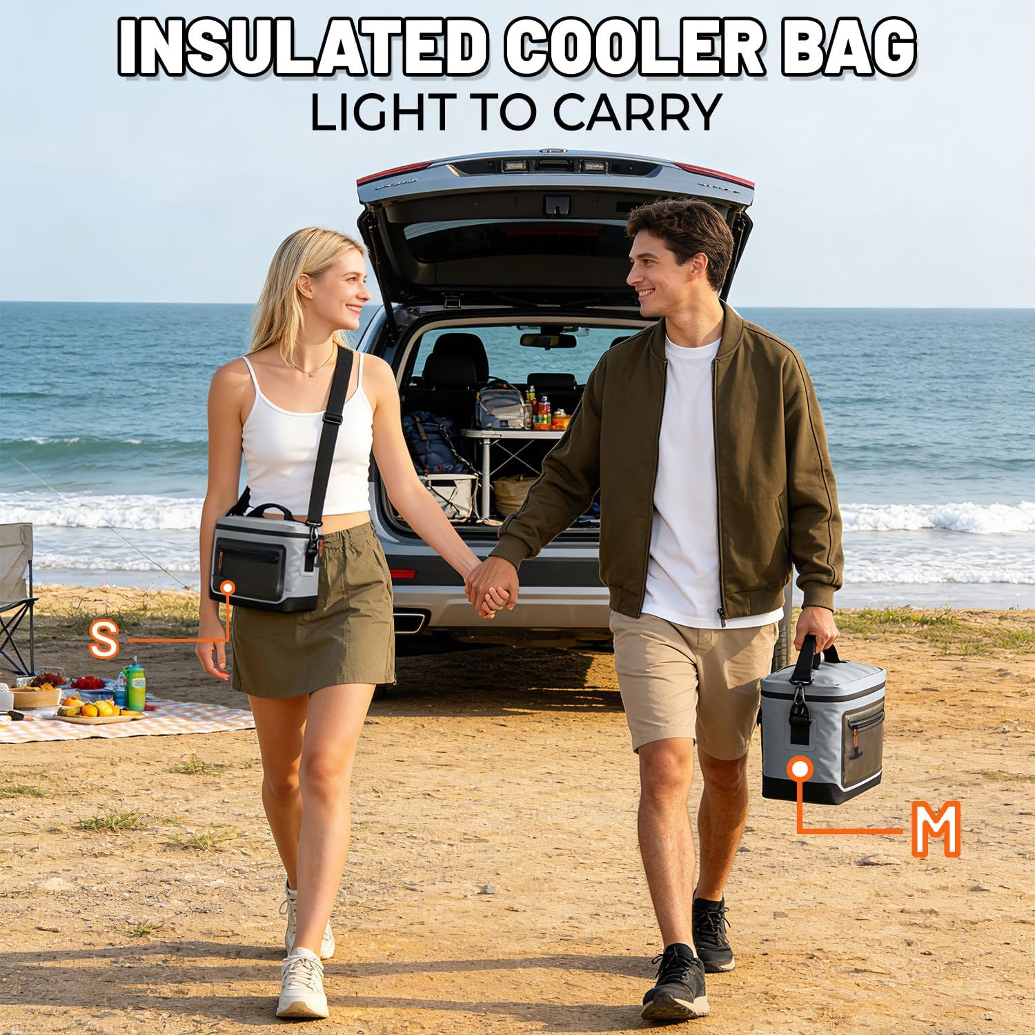 Insulated Cooler Bag for Men Women, Leakproof Soft Sided Lunch Box, Waterproof Foldable Portable Ice Chest Holds 9/16/30 Cans for Work Lunch, Beach, Picnic, Camping, Travel & Grocery Shopping