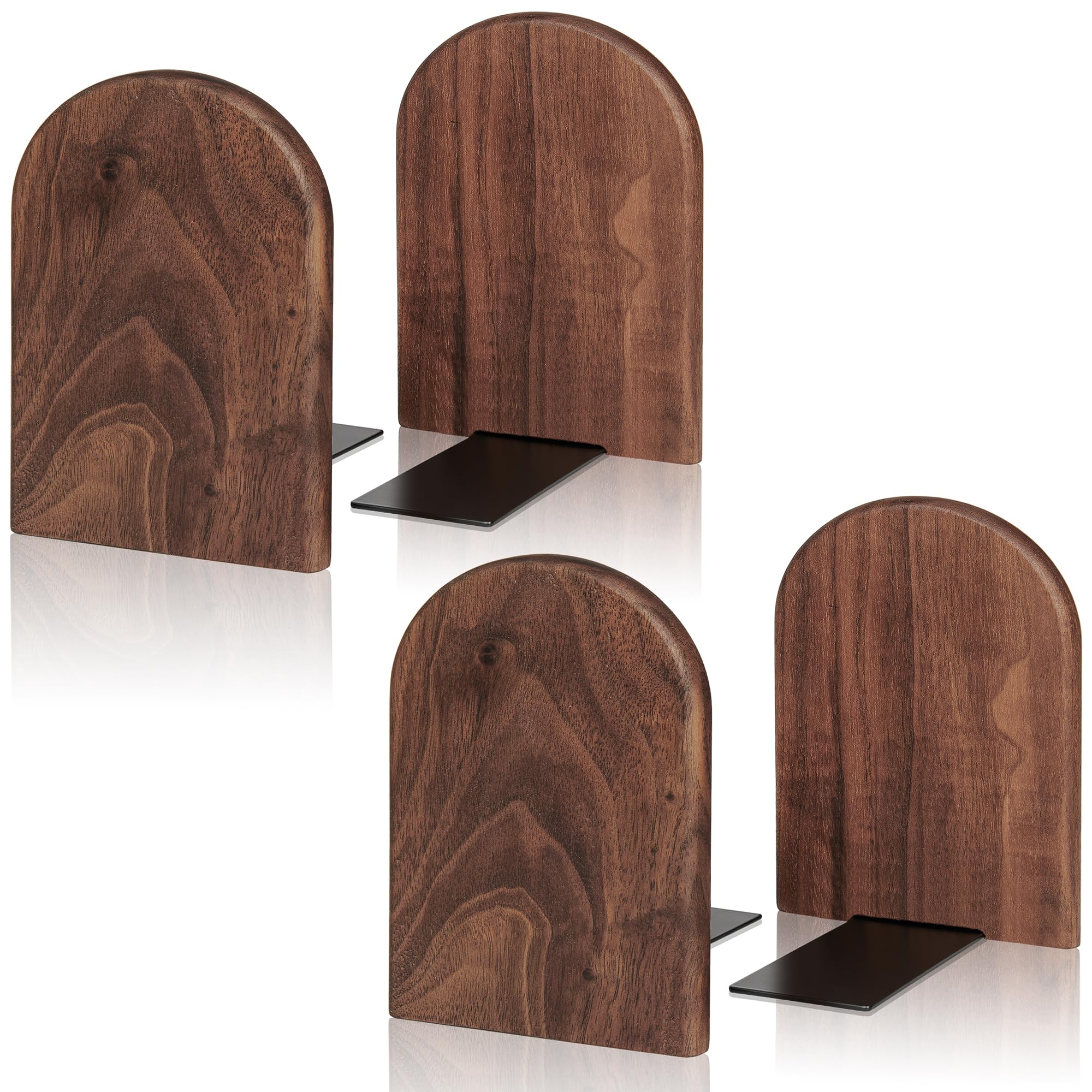Book Ends,2 Pair Large Bookends Wood Book Ends Universal Economy Bookend (2, Large)