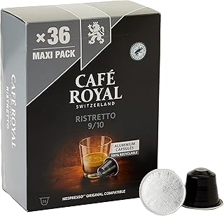 Café Royal Ristretto – Nespresso®-kompatible Kaffeekapseln, 100 % Arabica, intensiv, dunkle Röstung, Intensität 11/12, Rainforest Alliance, 36 Kapseln