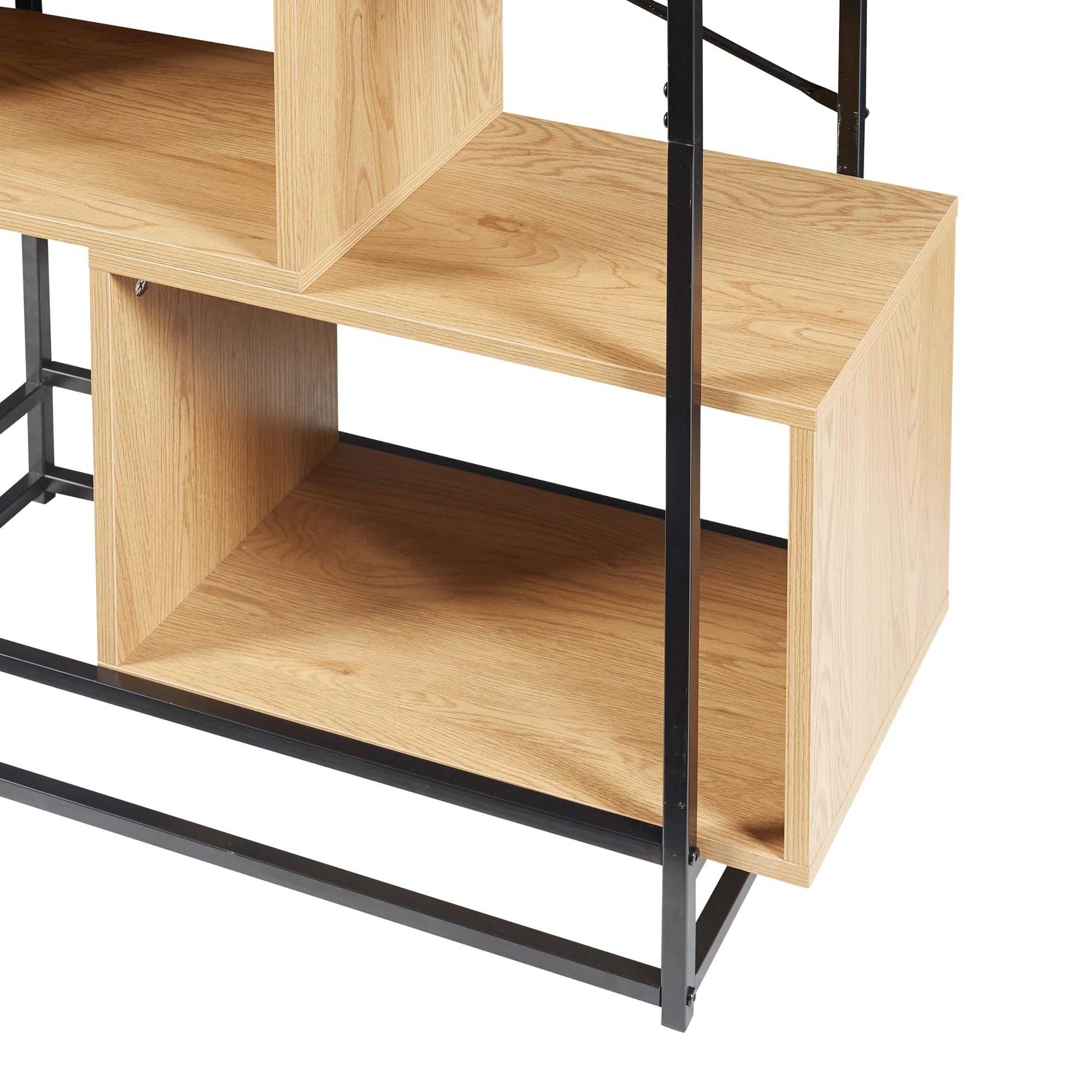 [en.casa] Scaffale da Terra con 3 Scomparti Aperti Libreria Mobile Espositore per Casa Ufficio Negozio 126 x 80 x 33 cm - Effetto Rovere/Nero